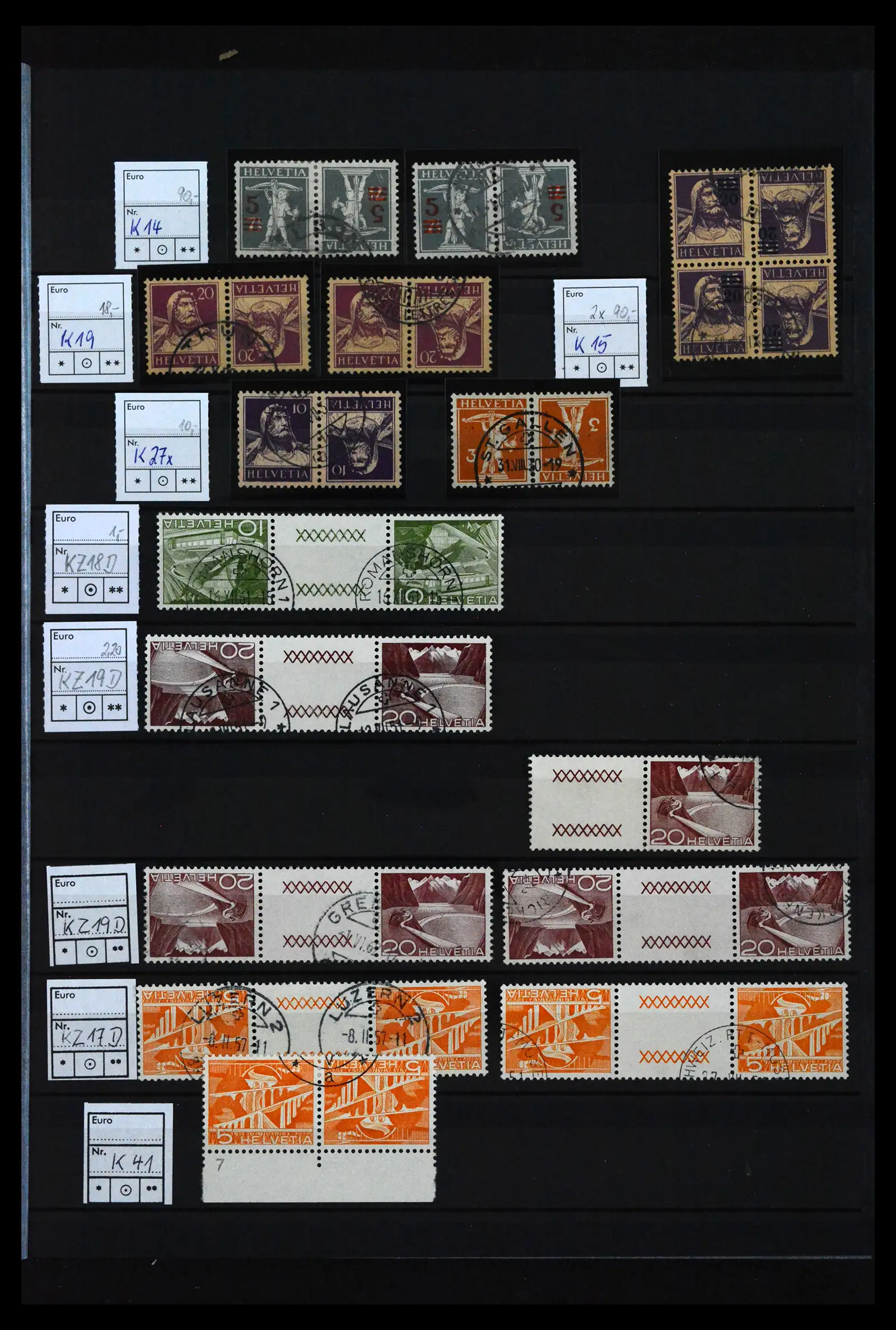 41815 0003 - Postzegelverzameling 41815 Zwitserland combinaties 1909-1980.