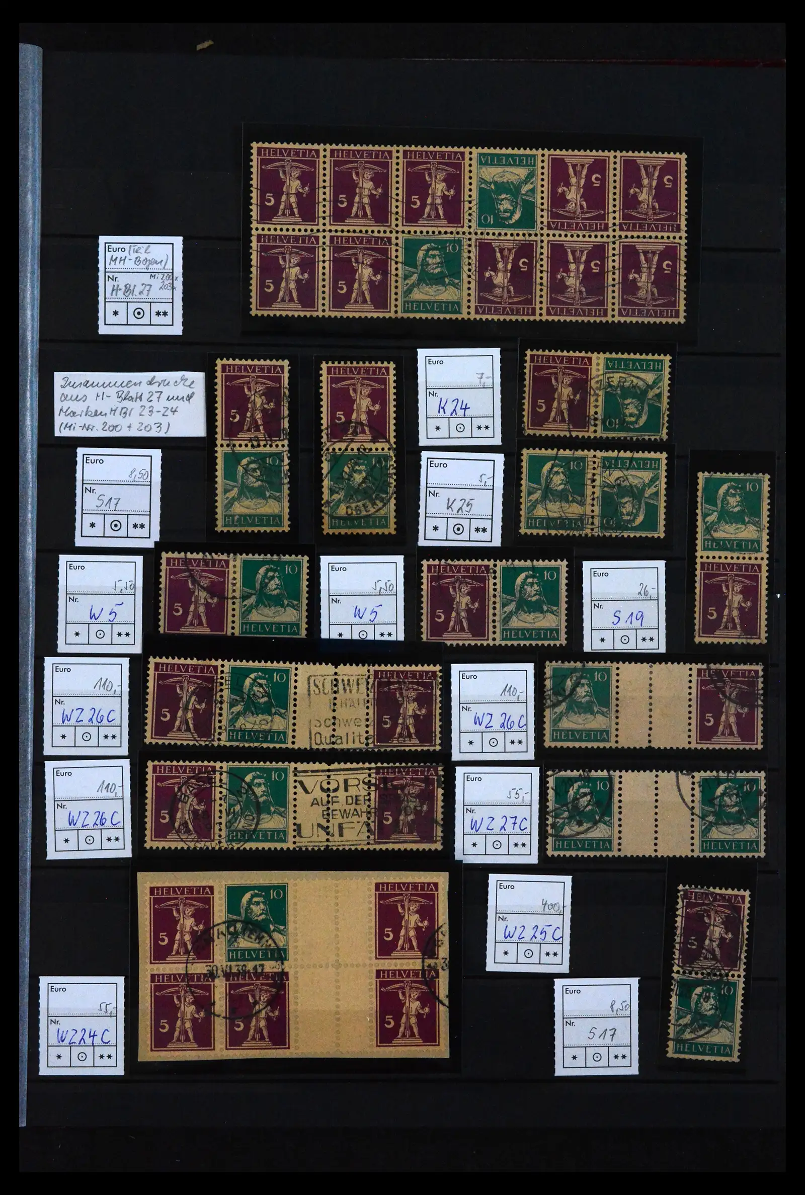 41815 0010 - Postzegelverzameling 41815 Zwitserland combinaties 1909-1980.