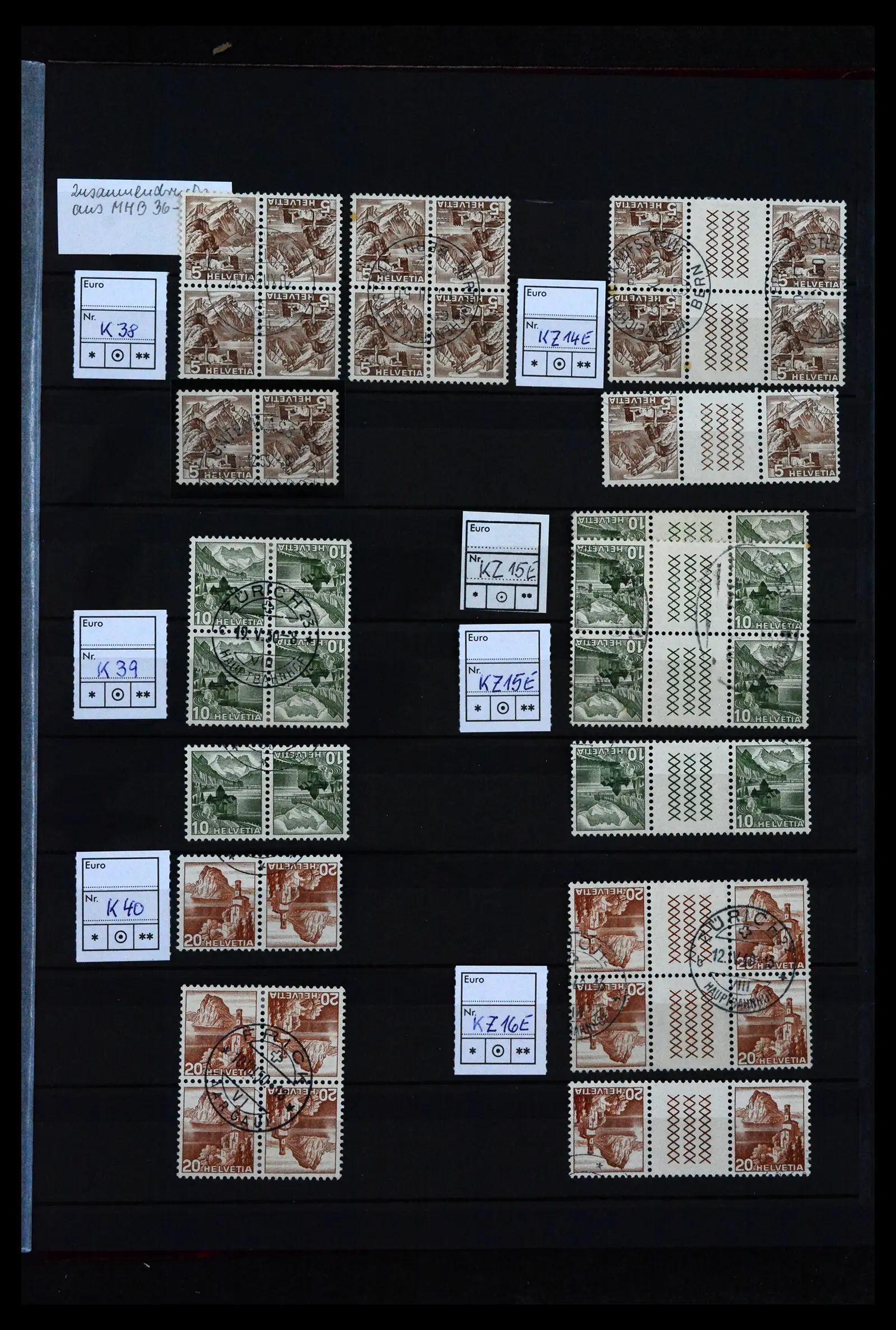 41815 0020 - Postzegelverzameling 41815 Zwitserland combinaties 1909-1980.