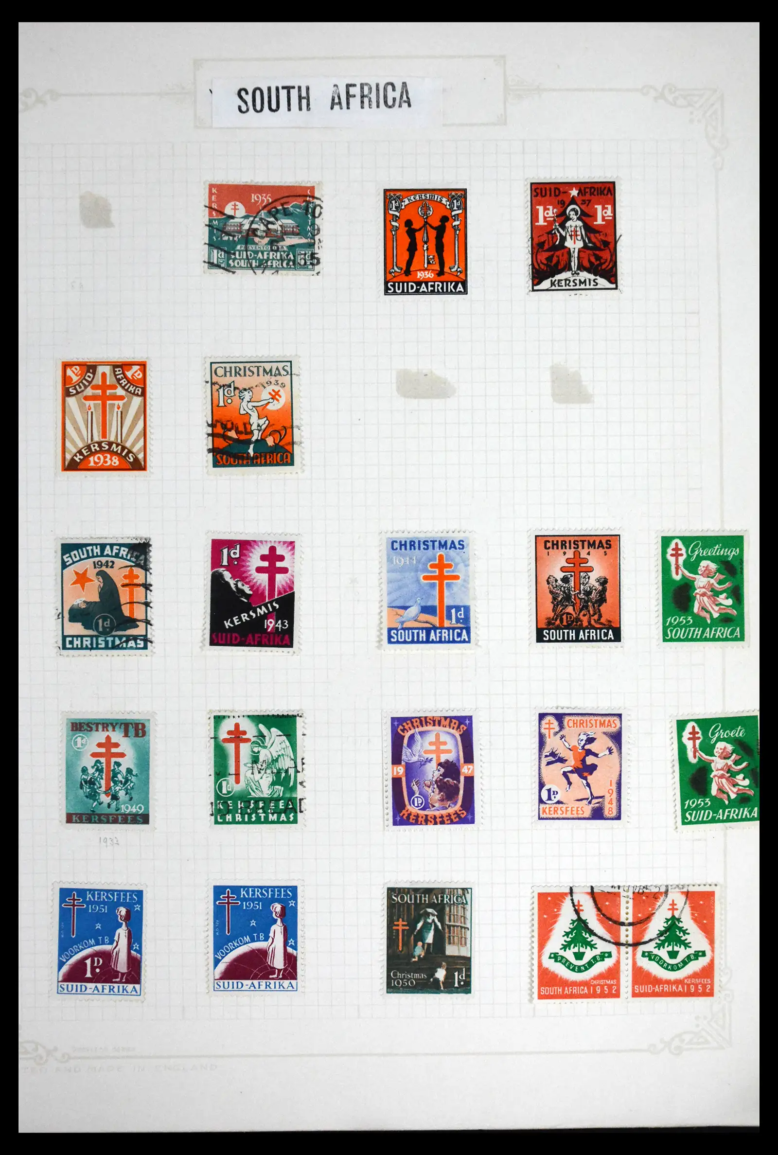 41854 0034 - Stamp collection 41854 South Africa Christmas stamps complete 1932-1955.