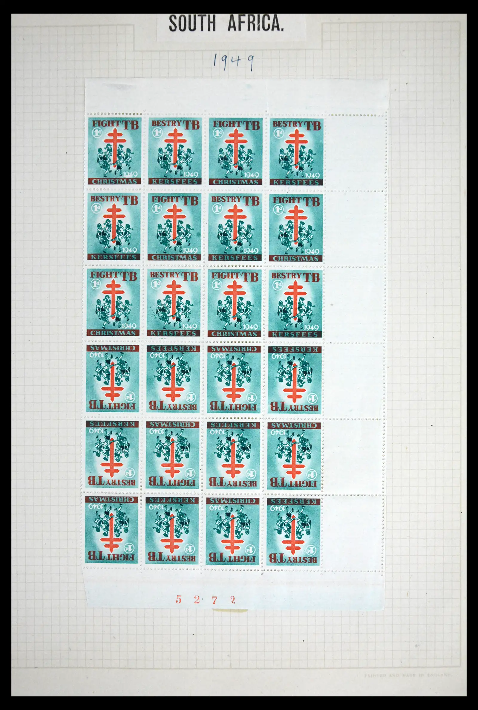 41854 0055 - Stamp collection 41854 South Africa Christmas stamps complete 1932-1955.