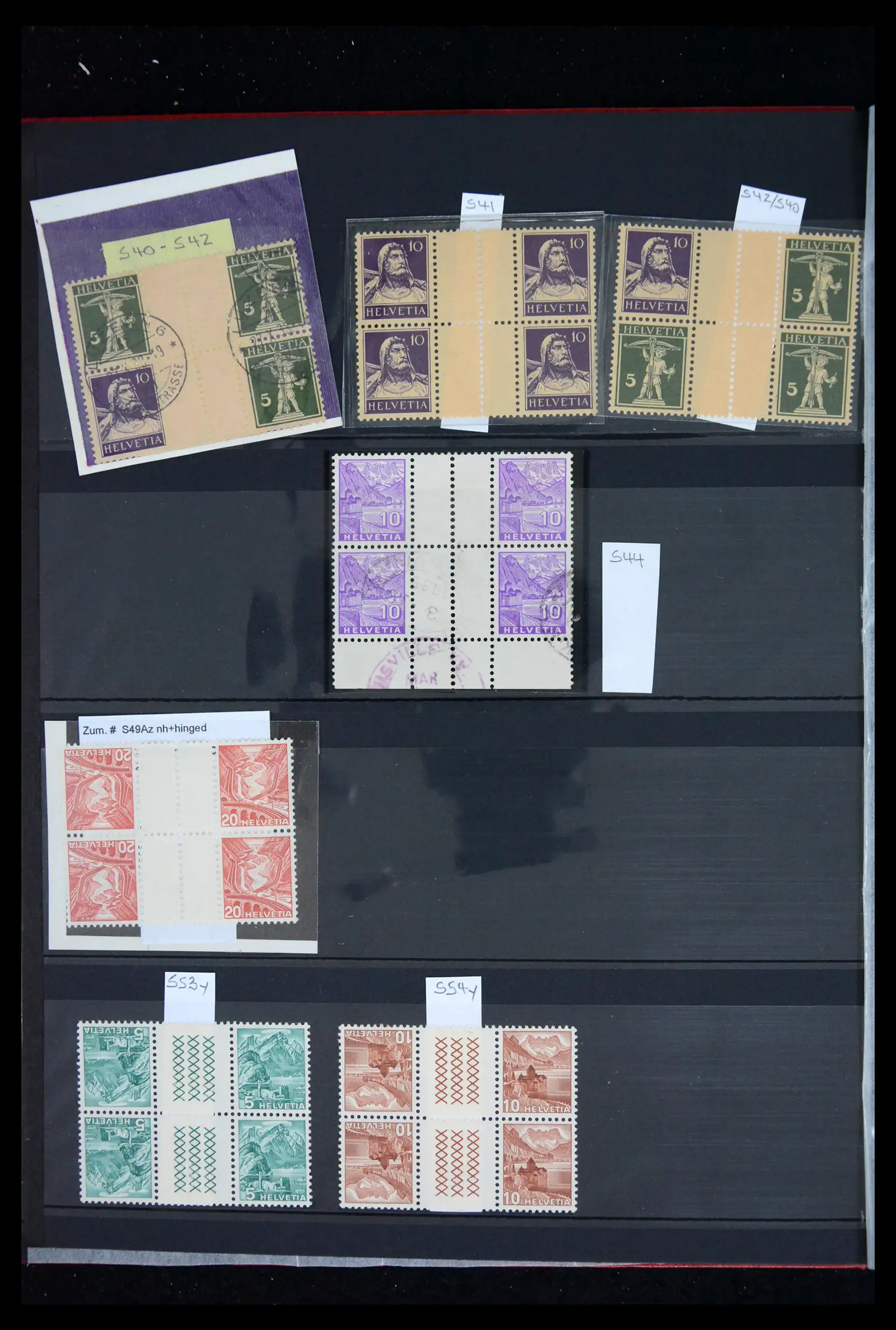 41872 0007 - Stamp collection 41872 Switzerland combinations 1910-1949.