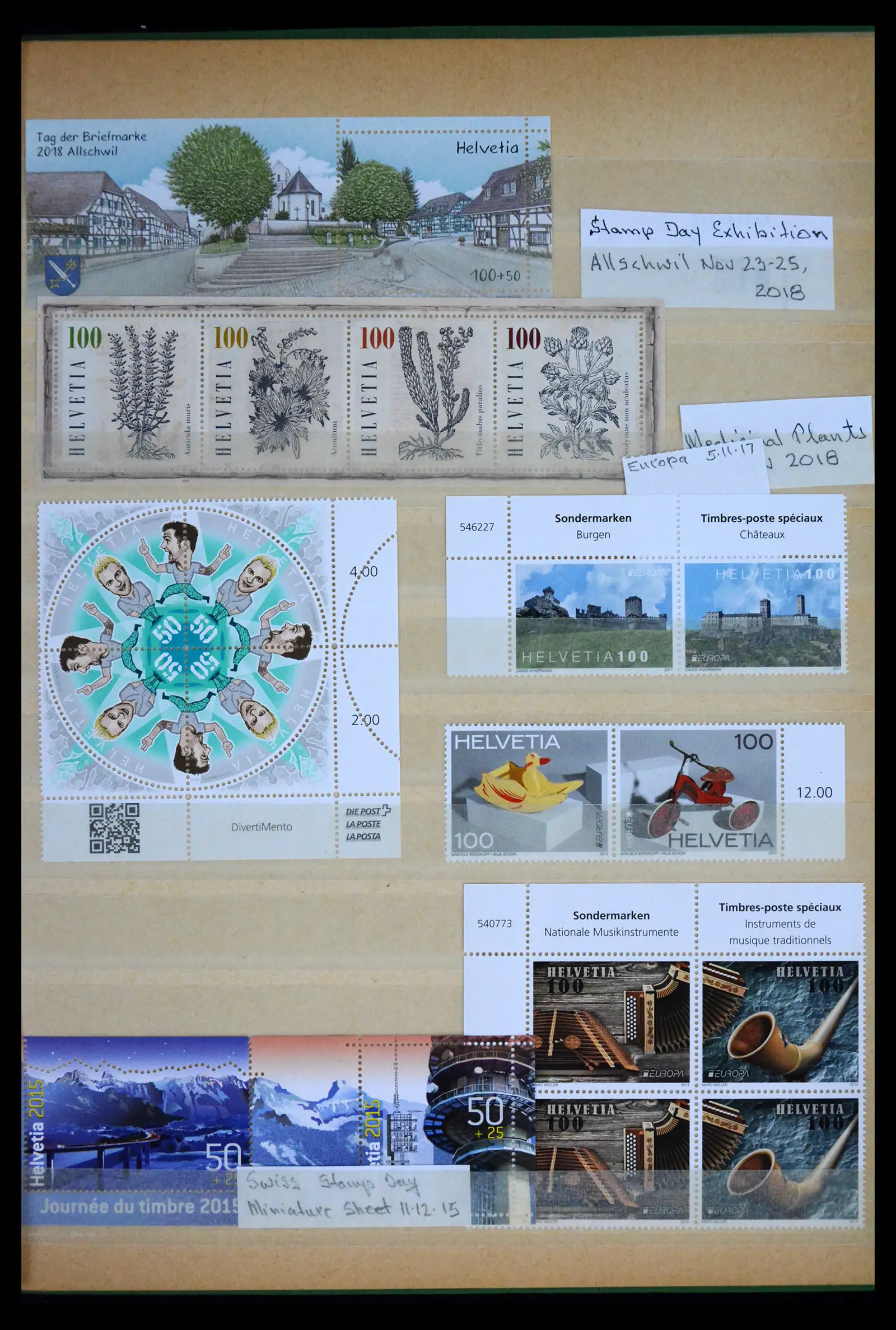 41873 0010 - Postzegelverzameling 41873 Zwitserland combinaties 1914-2015.