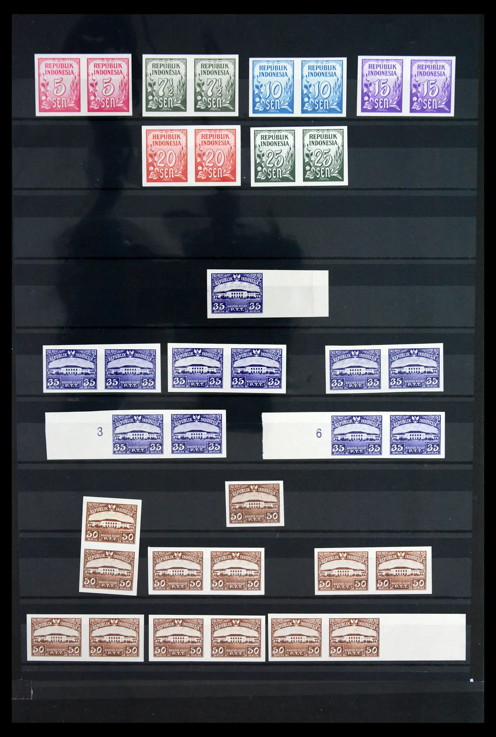 41921 0002 - Stamp collection 41921 Dutch Colonies proofs / imperfs 1940-1955. 41921 0002 - Stamp collection 41921 Dutch Colonies proofs / imperfs 1940-1955.