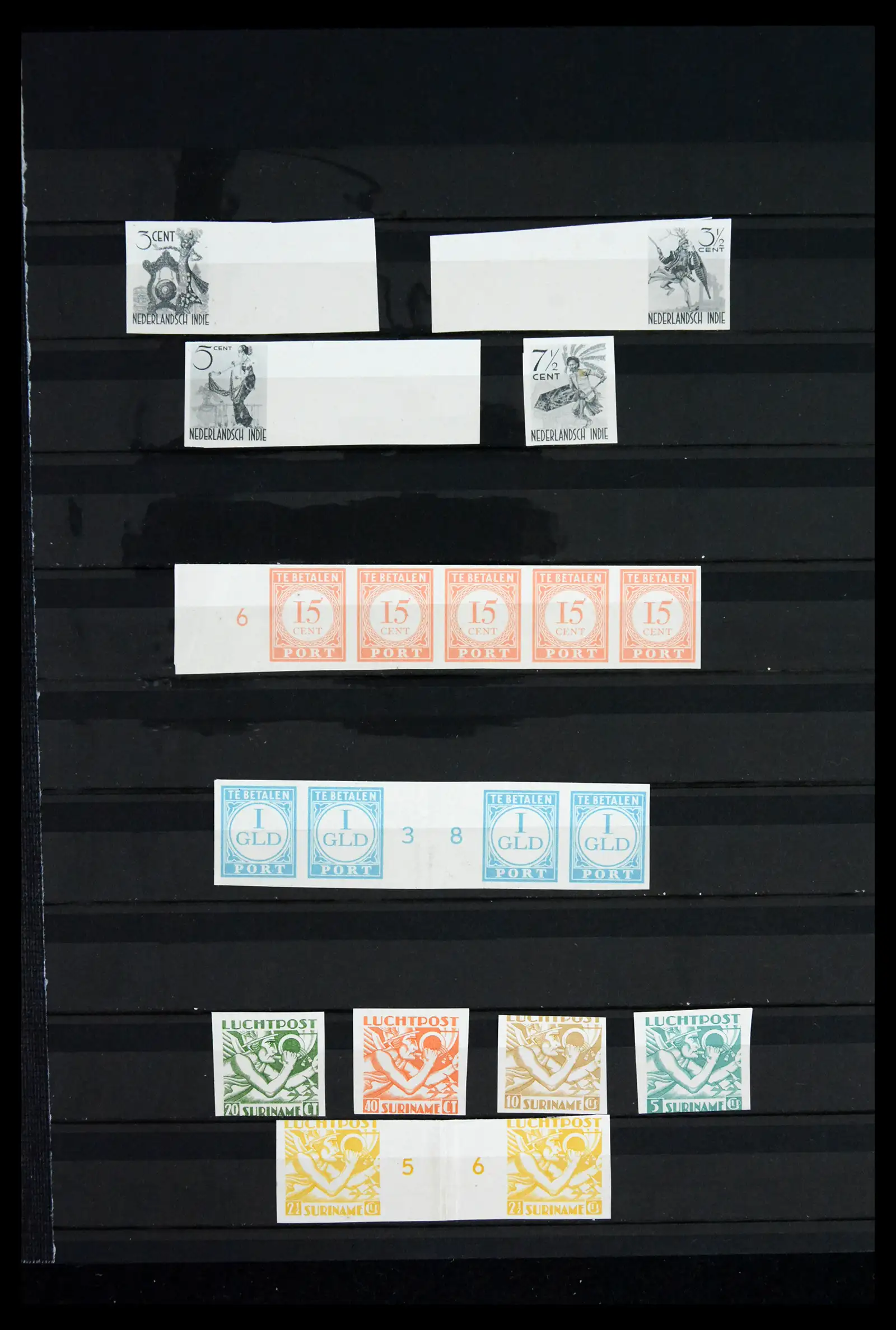 41921 0003 - Stamp collection 41921 Dutch Colonies proofs / imperfs 1940-1955. 41921 0003 - Stamp collection 41921 Dutch Colonies proofs / imperfs 1940-1955.