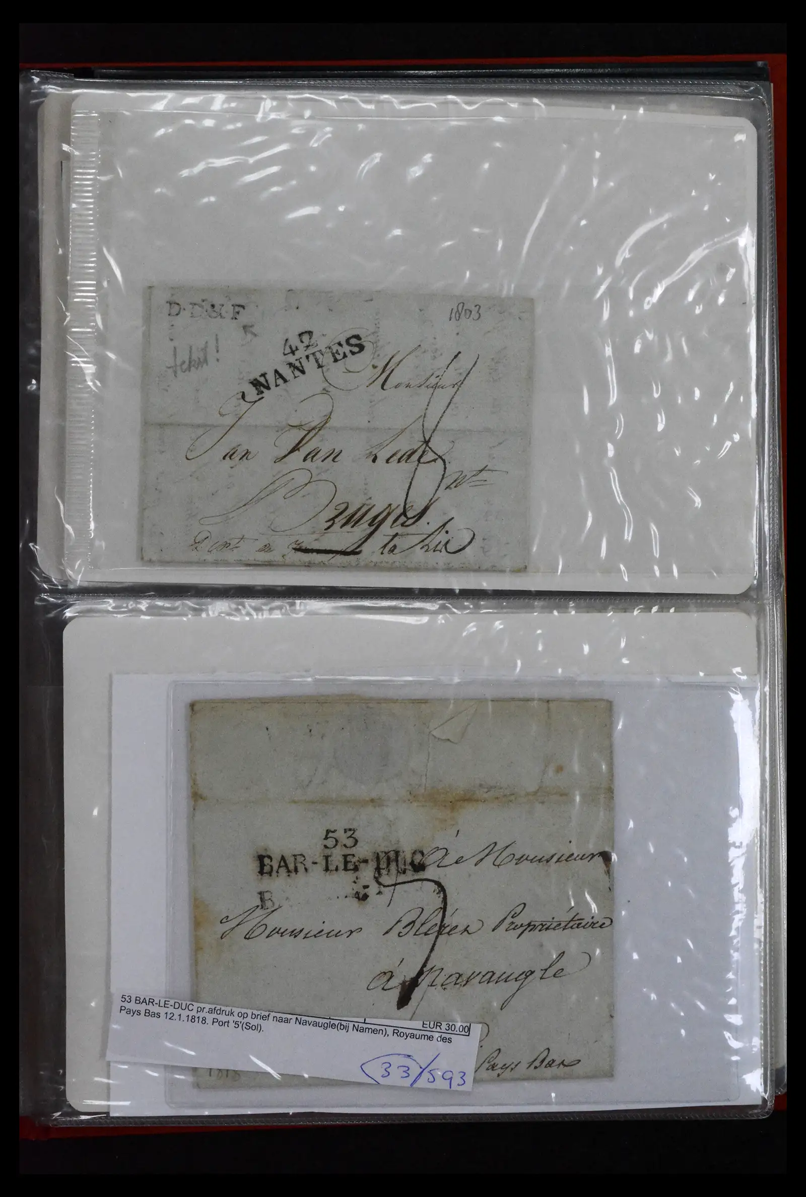41927 0006 - Stamp collection 41927 Belgium/France pre-stamp covers 1712-1839!