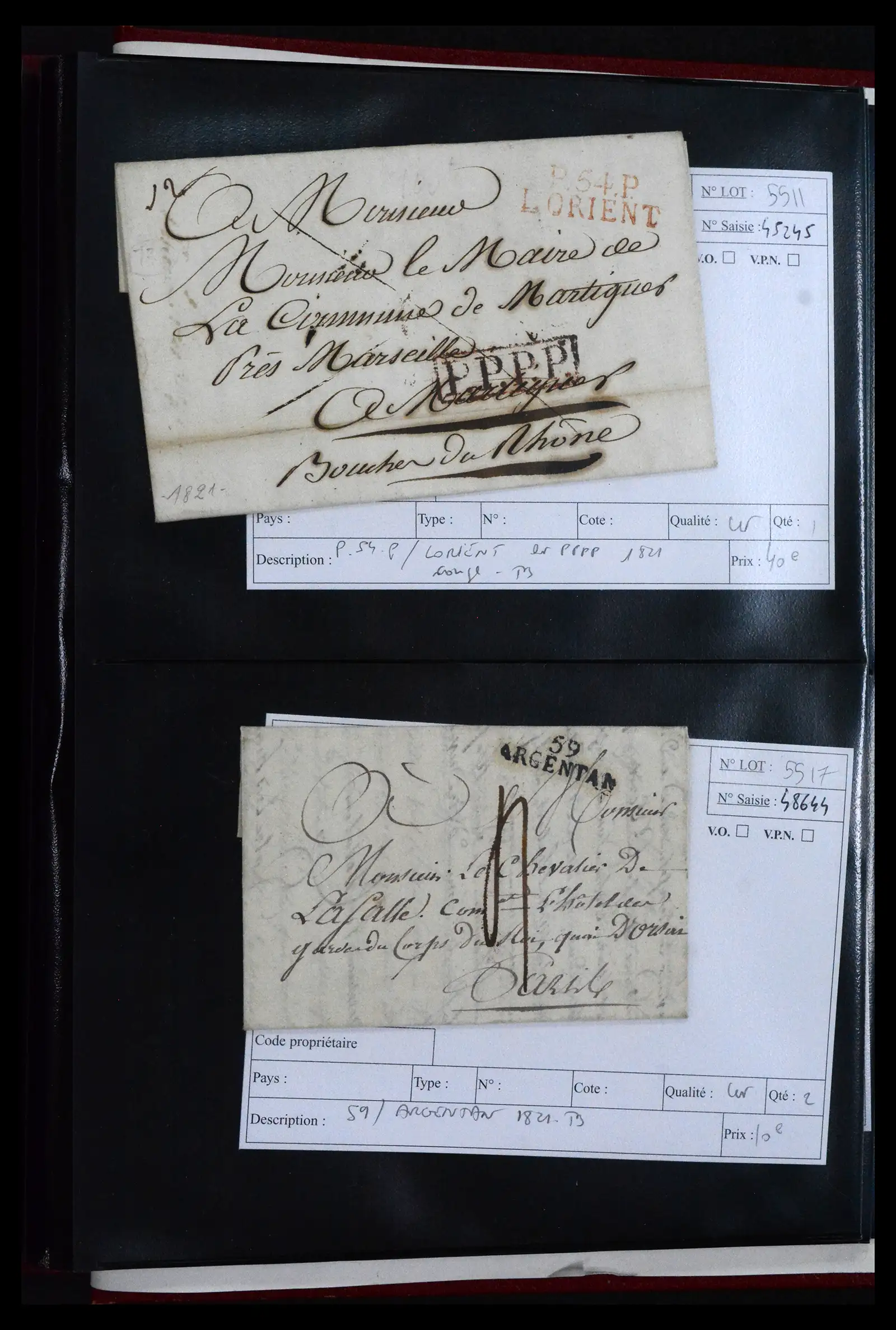 41927 0040 - Postzegelverzameling 41927 België/Frankrijk voorfilatelie 1712-1839.