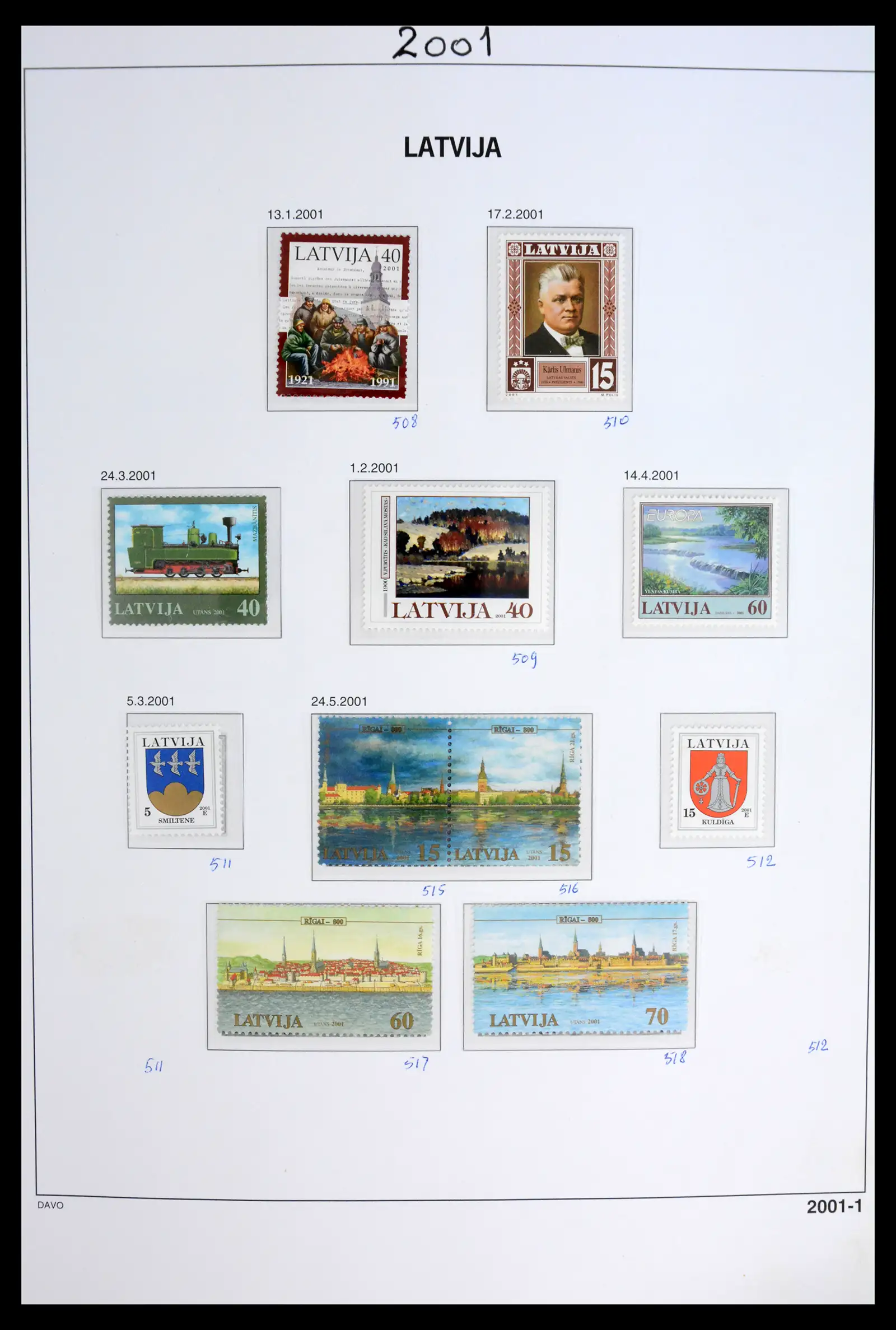 42024 0054 - Postzegelverzameling 42024 Letland 1918-2007.