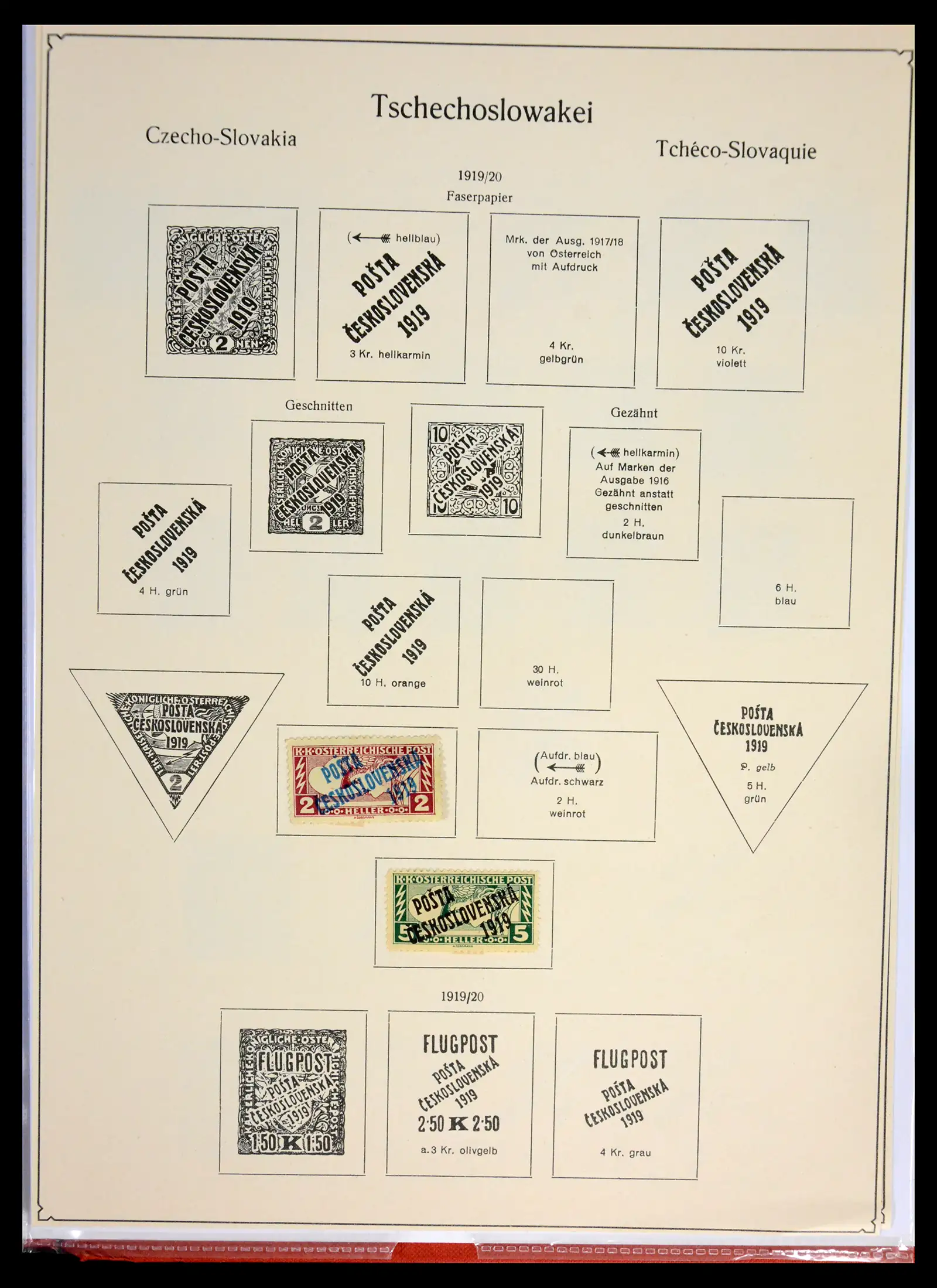 42026 0010 - Postzegelverzameling 42026 Tsjechoslowakije 1919 overdrukken.