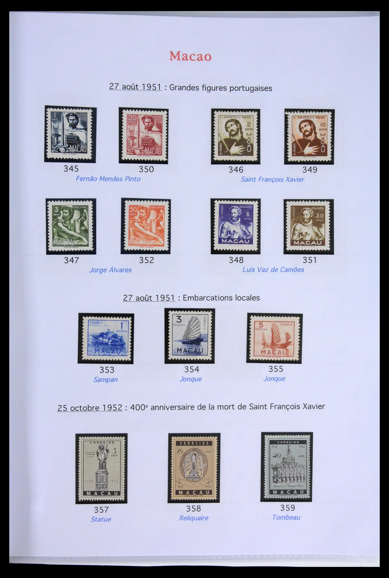 42030 0015 - Postzegelverzameling 42030 Macau 1898-1974.