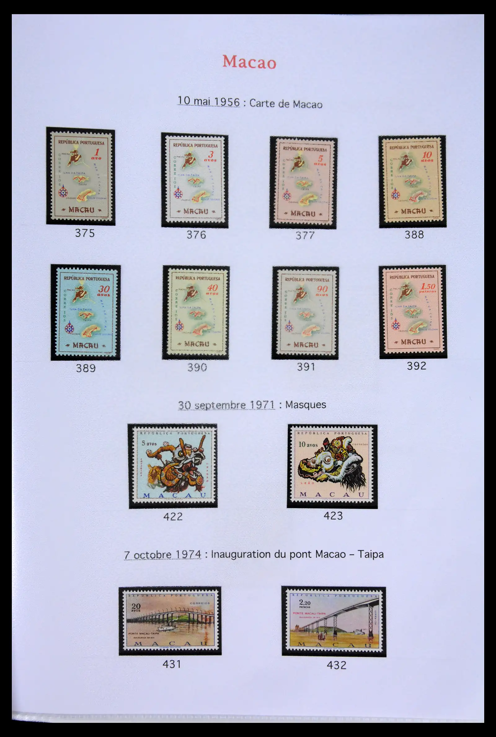 42030 0017 - Postzegelverzameling 42030 Macau 1898-1974.