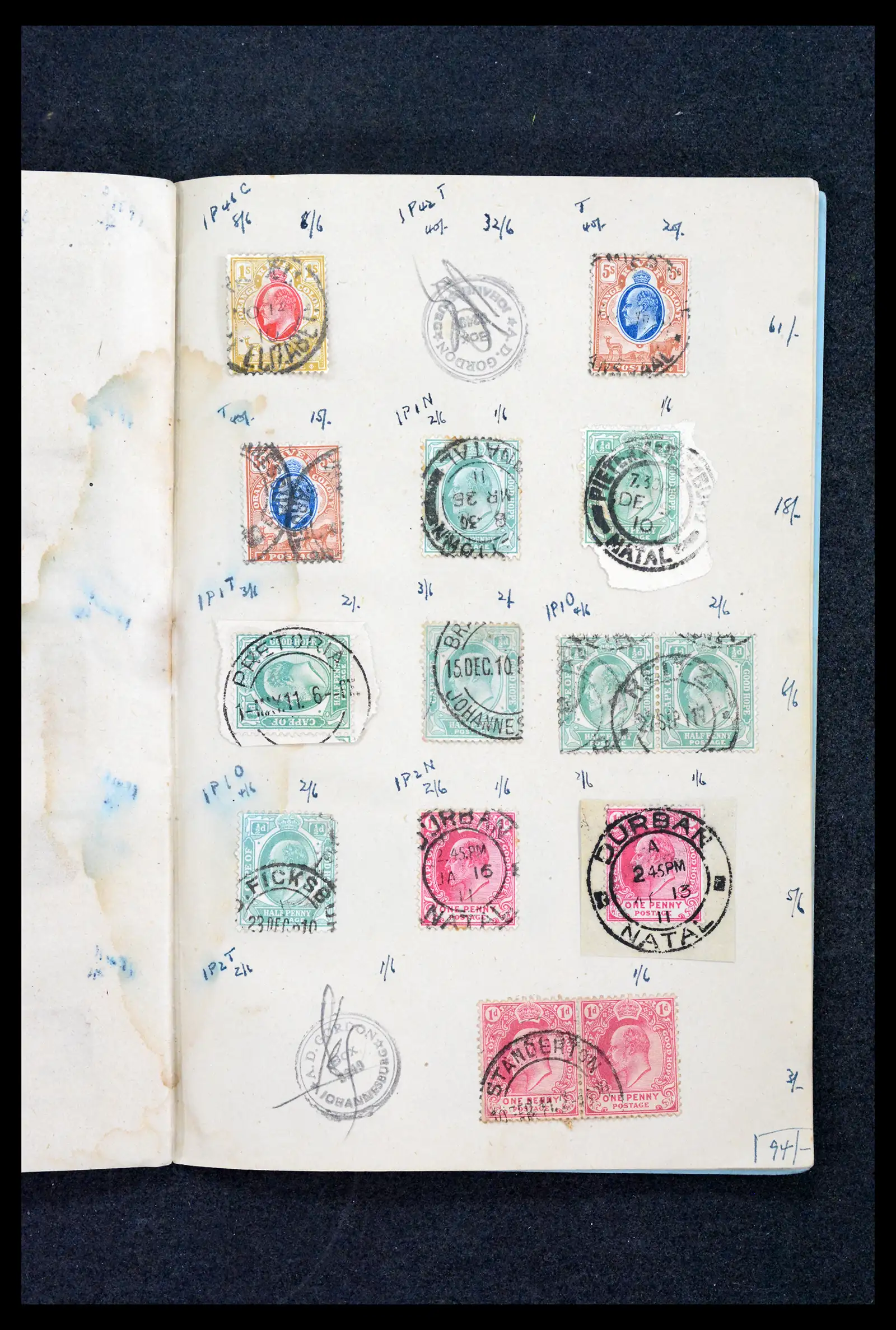 42114 0008 - Postzegelverzameling 42114 Zuid Afrika stempels tot 1910.