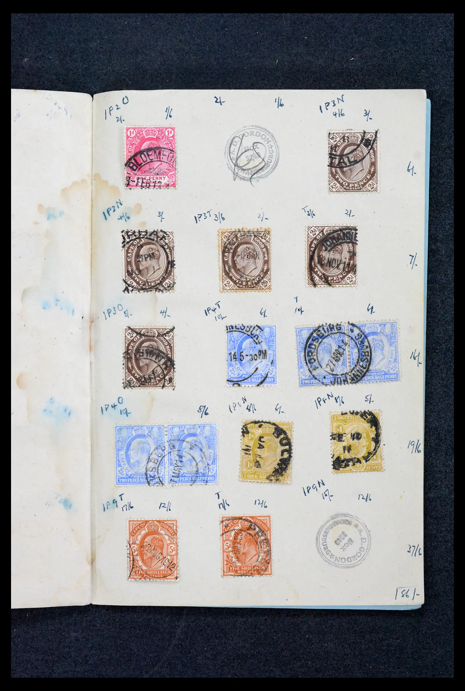 42114 0009 - Postzegelverzameling 42114 Zuid Afrika stempels tot 1910.