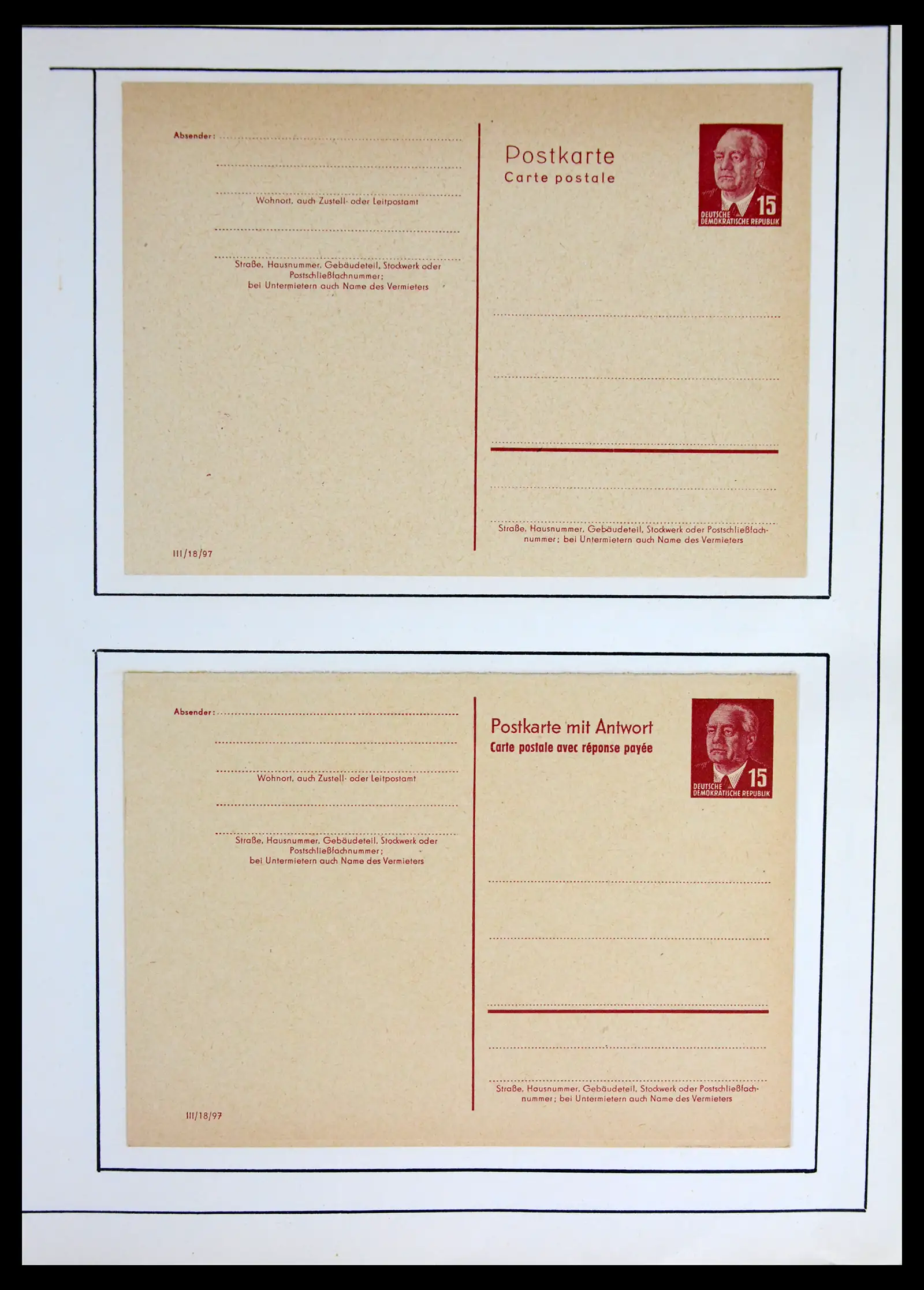 42116 0012 - Stamp collection 42116 DDR postal stationary collection 1949-1960.