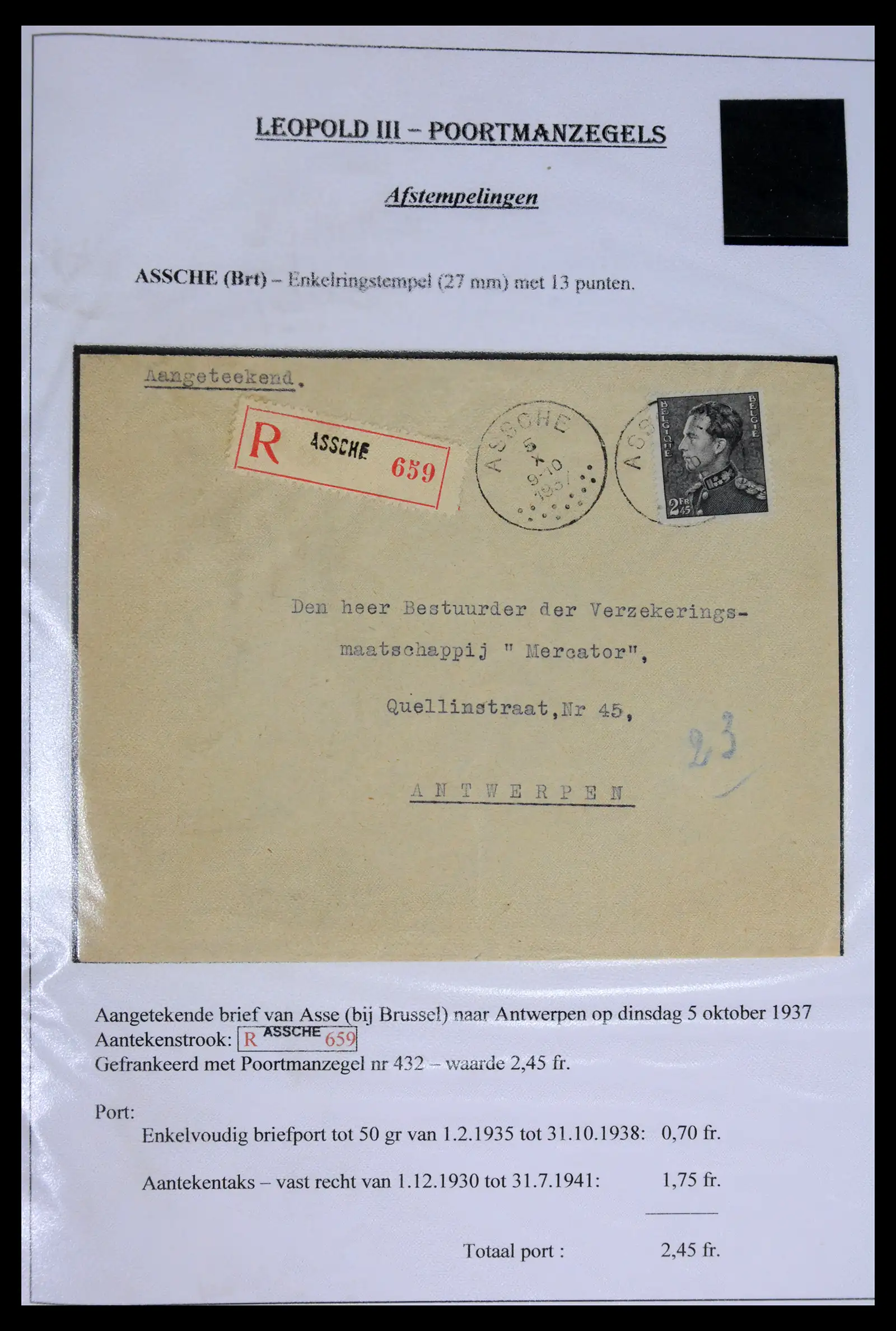 42137 0001 - Stamp collection 42137 België emissie Poortman 1935-1996.