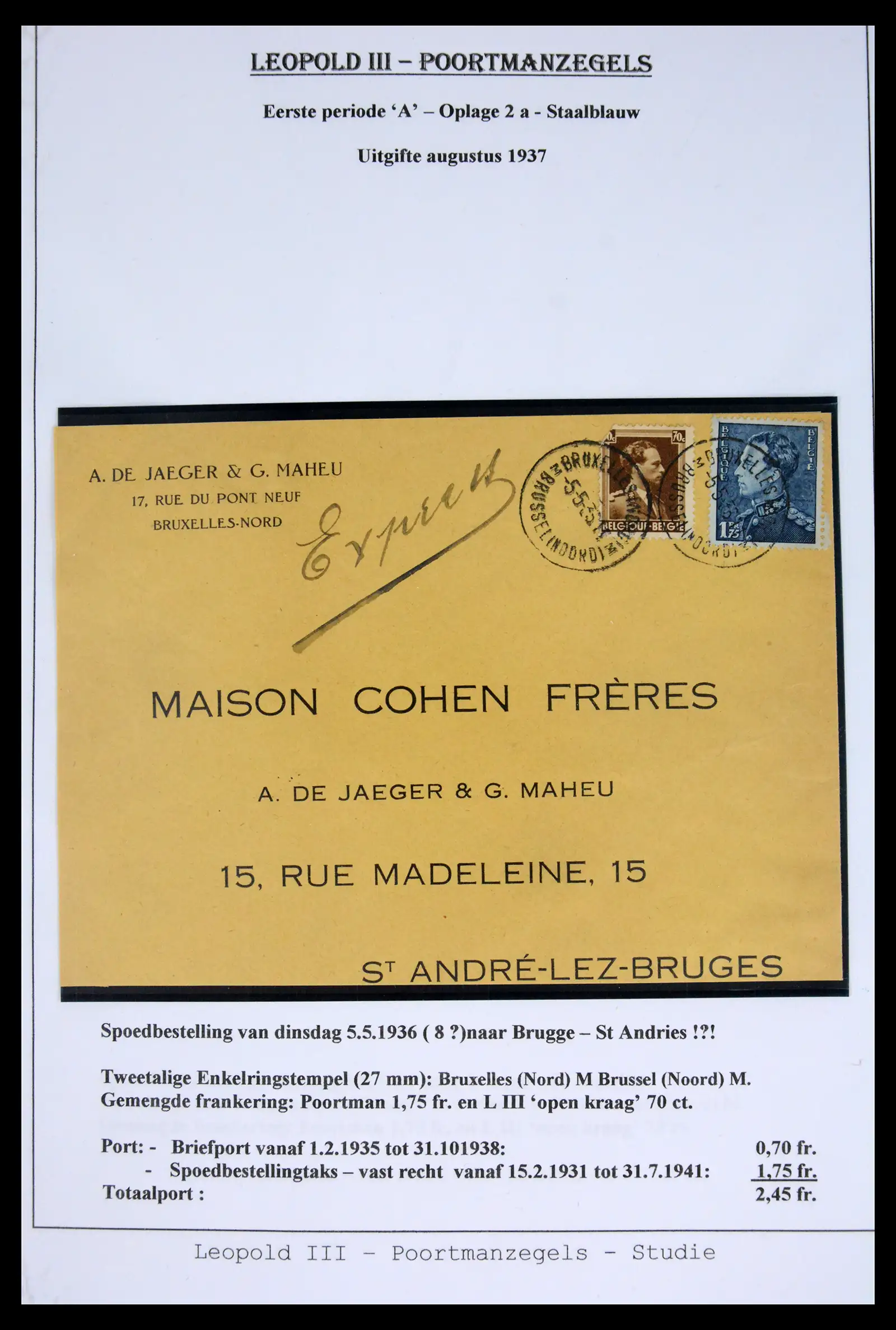42137 0015 - Stamp collection 42137 België emissie Poortman 1935-1996.