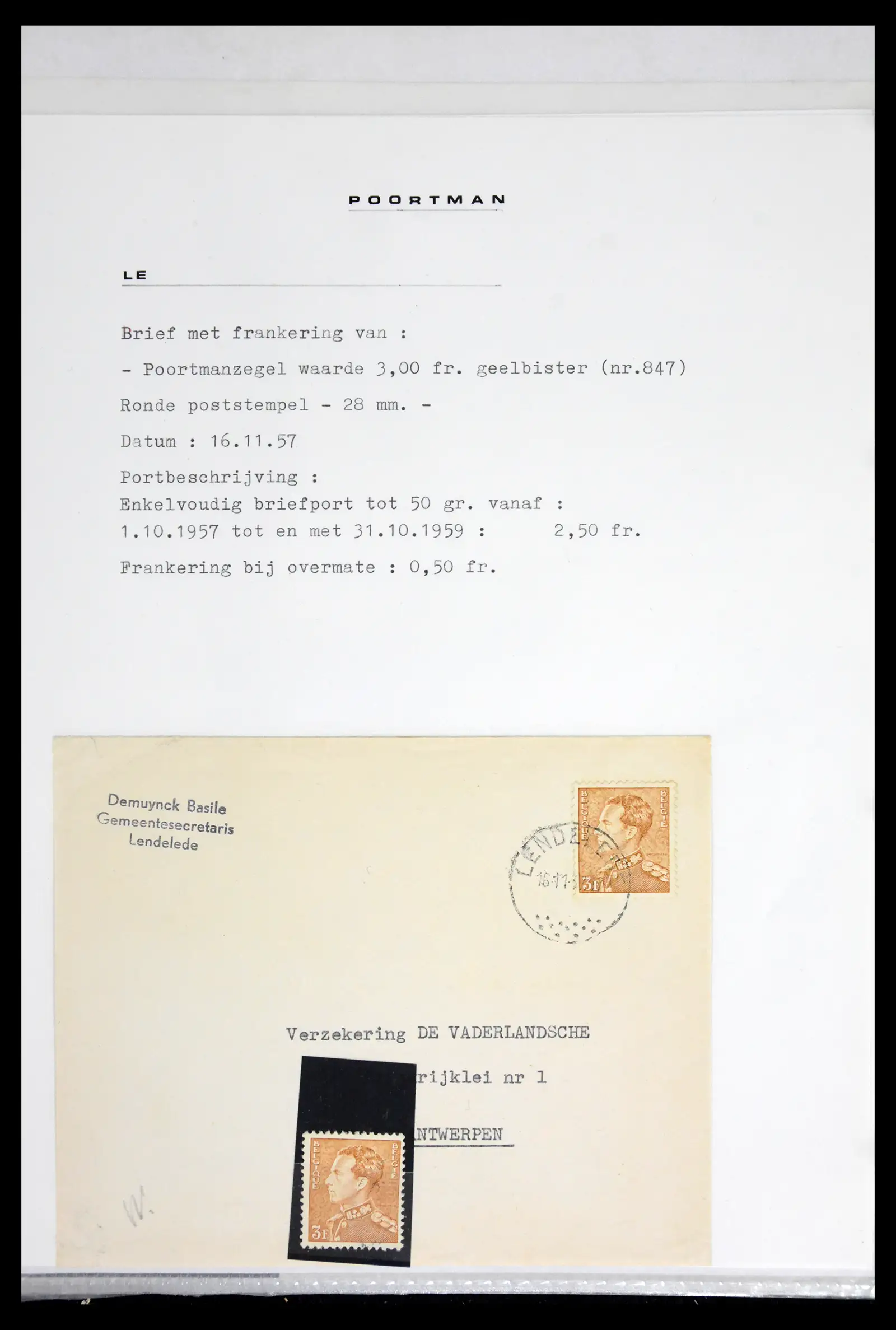 42137 0022 - Postzegelverzameling 42137 België emissie Poortman 1935-1996.