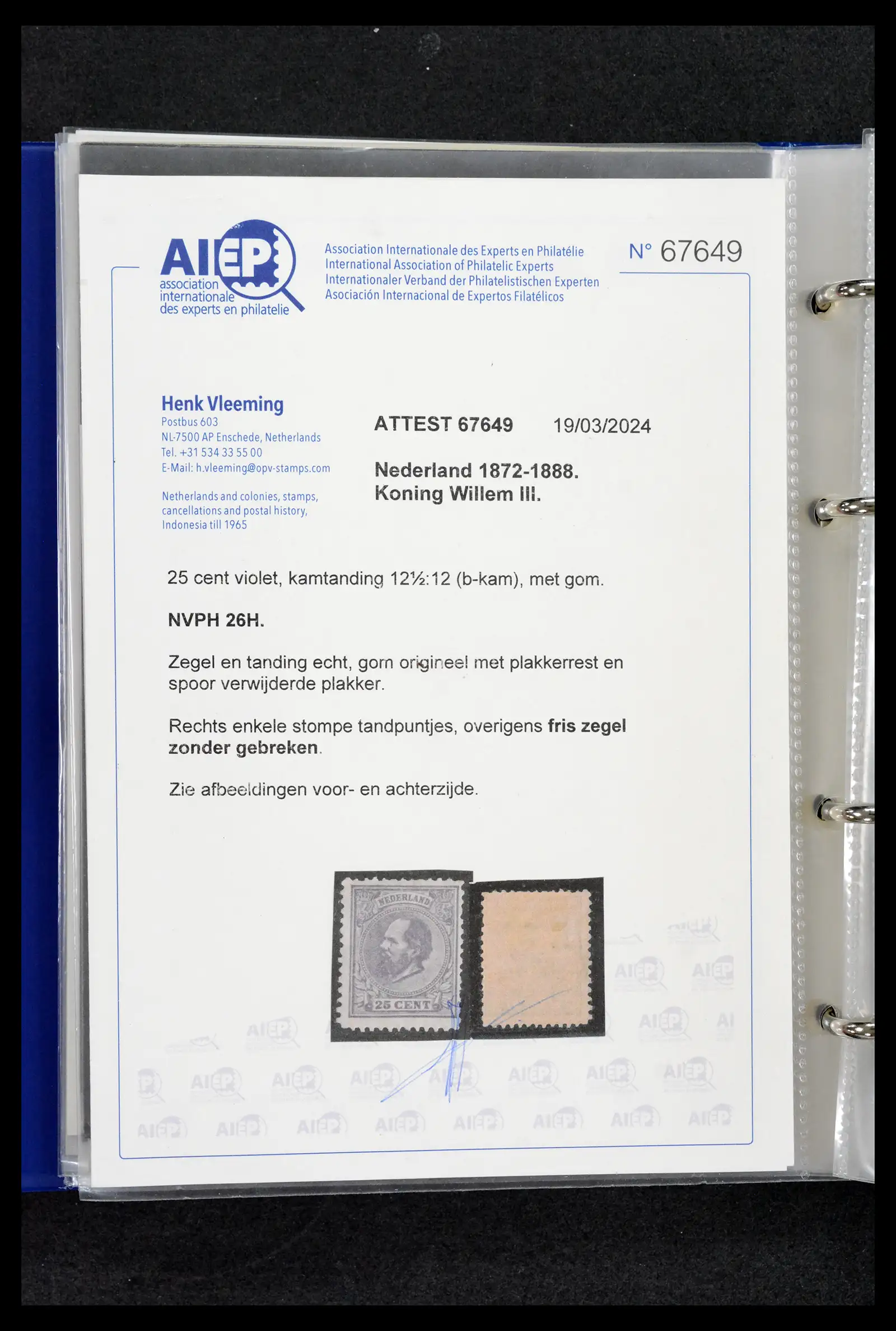 42165 0011 - Postzegelverzameling 42165 Nederland topnummers 1852-1950.
