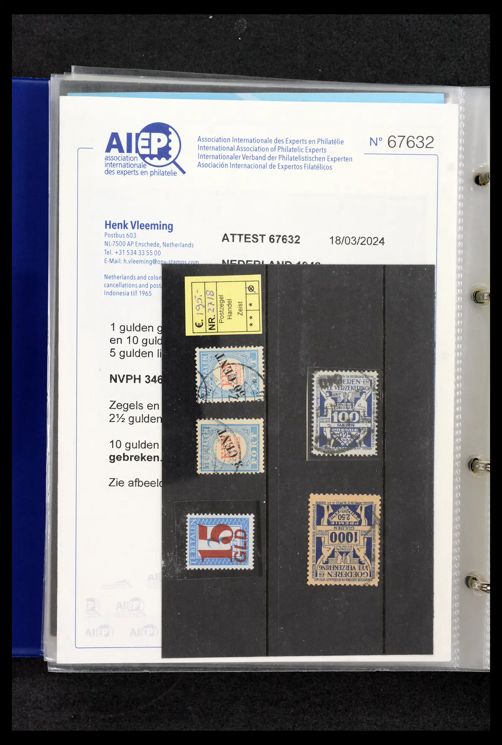 42165 0021 - Postzegelverzameling 42165 Nederland topnummers 1852-1950.