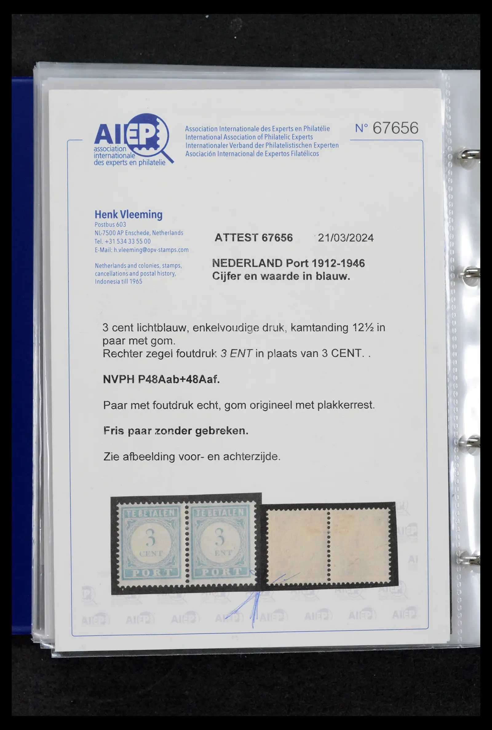 42165 0040 - Postzegelverzameling 42165 Nederland topnummers 1852-1950.