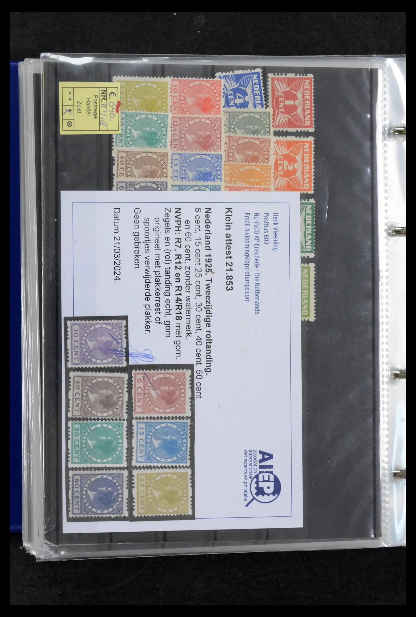 42165 0050 - Postzegelverzameling 42165 Nederland topnummers 1852-1950.