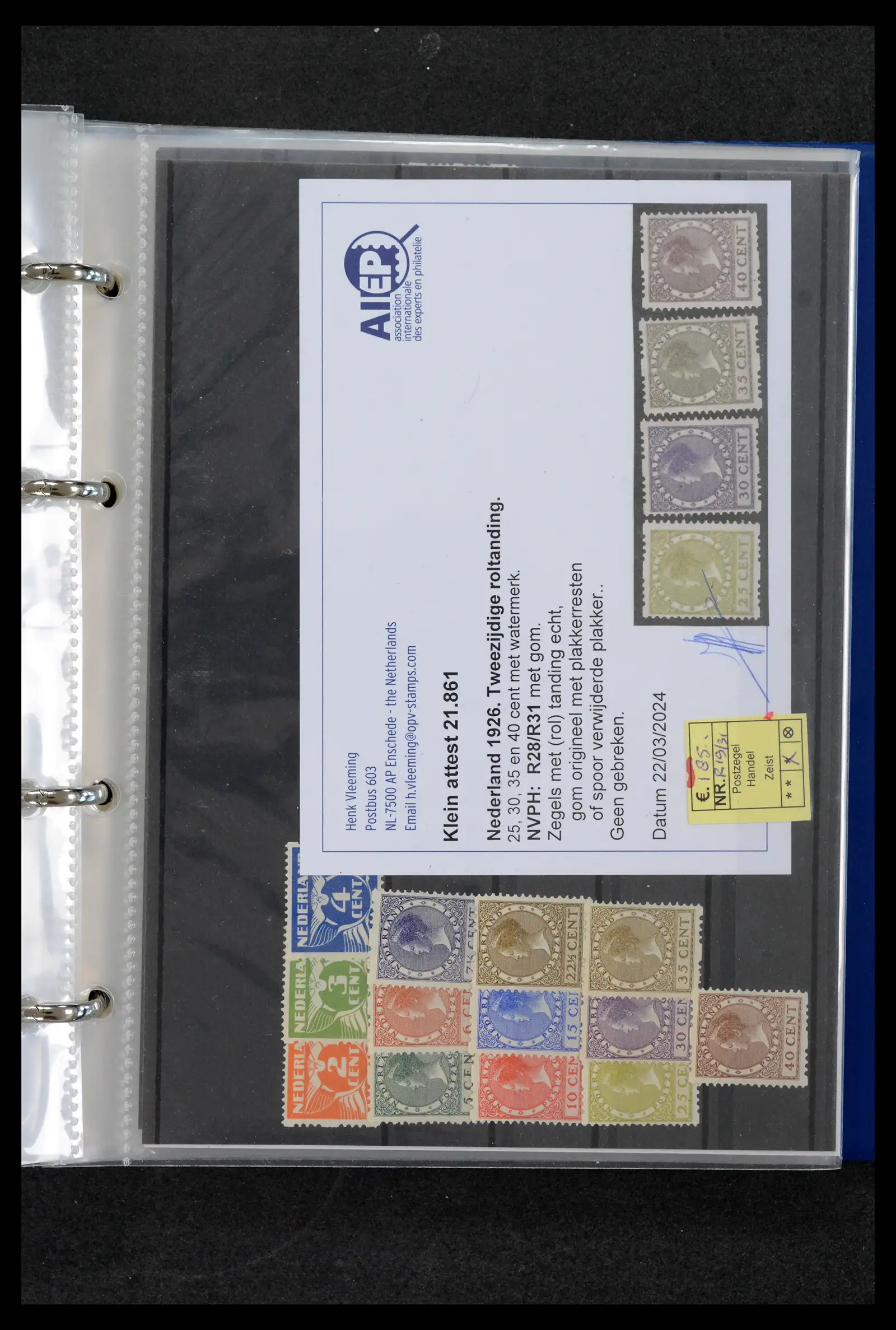 42165 0051 - Postzegelverzameling 42165 Nederland topnummers 1852-1950.