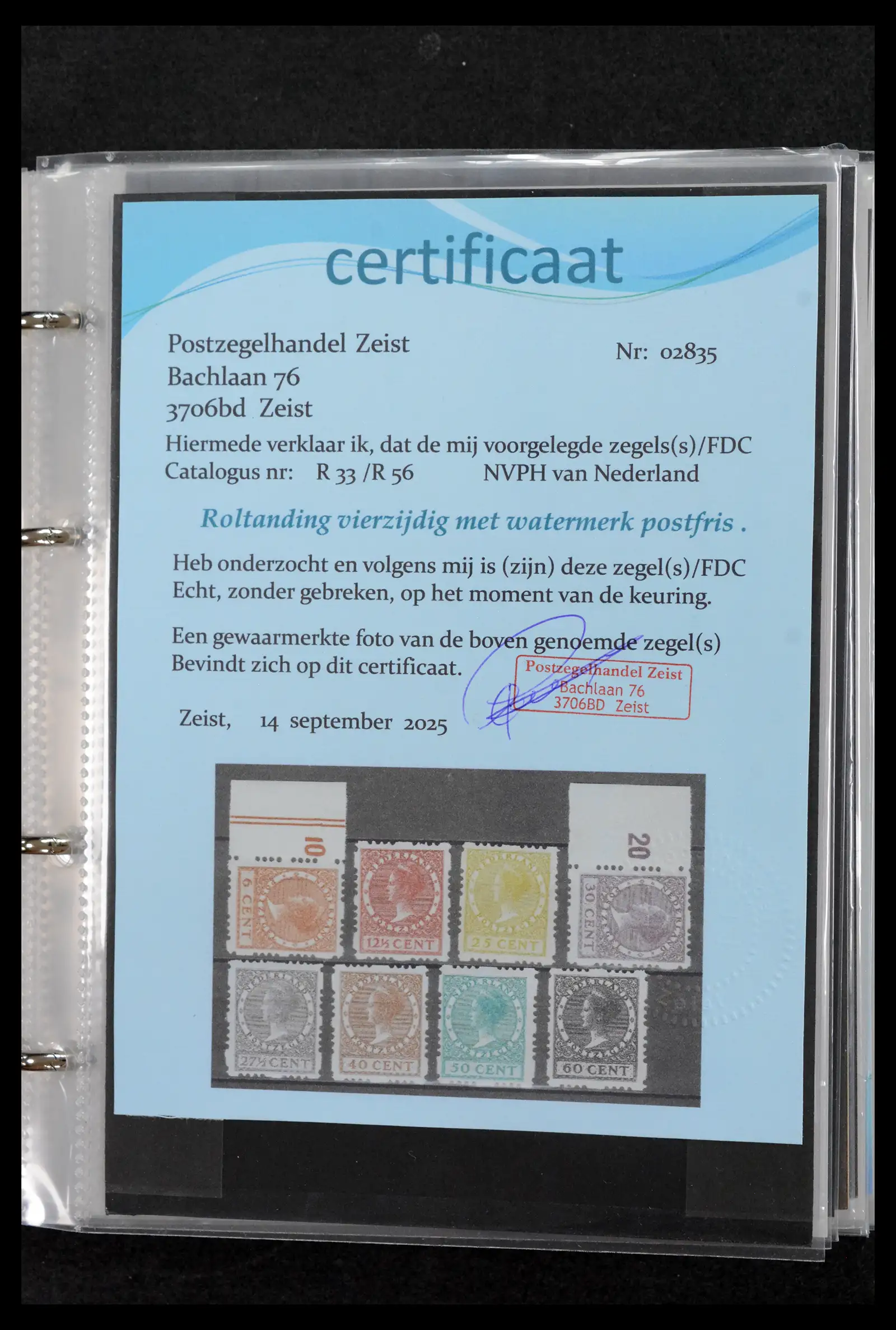 42165 0056 - Postzegelverzameling 42165 Nederland topnummers 1852-1950.