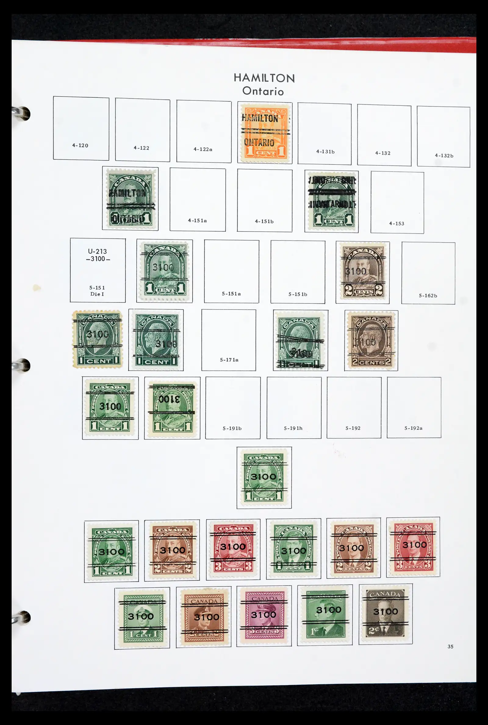 42170 0034 - Stamp collection 42170 Canada pre-cancels 1889-1955.