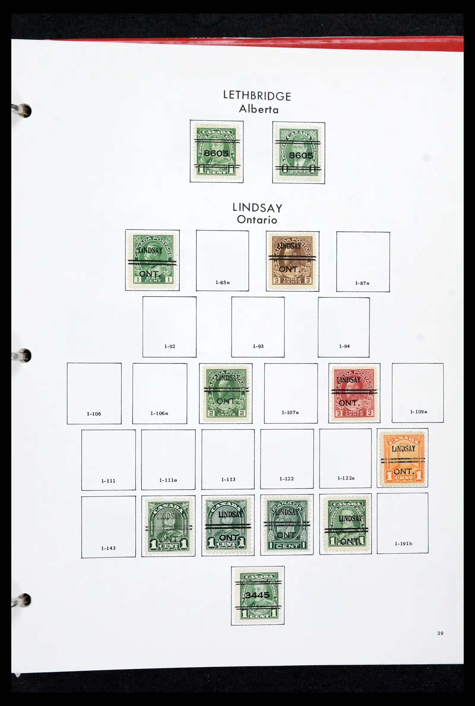 42170 0038 - Stamp collection 42170 Canada pre-cancels 1889-1955.