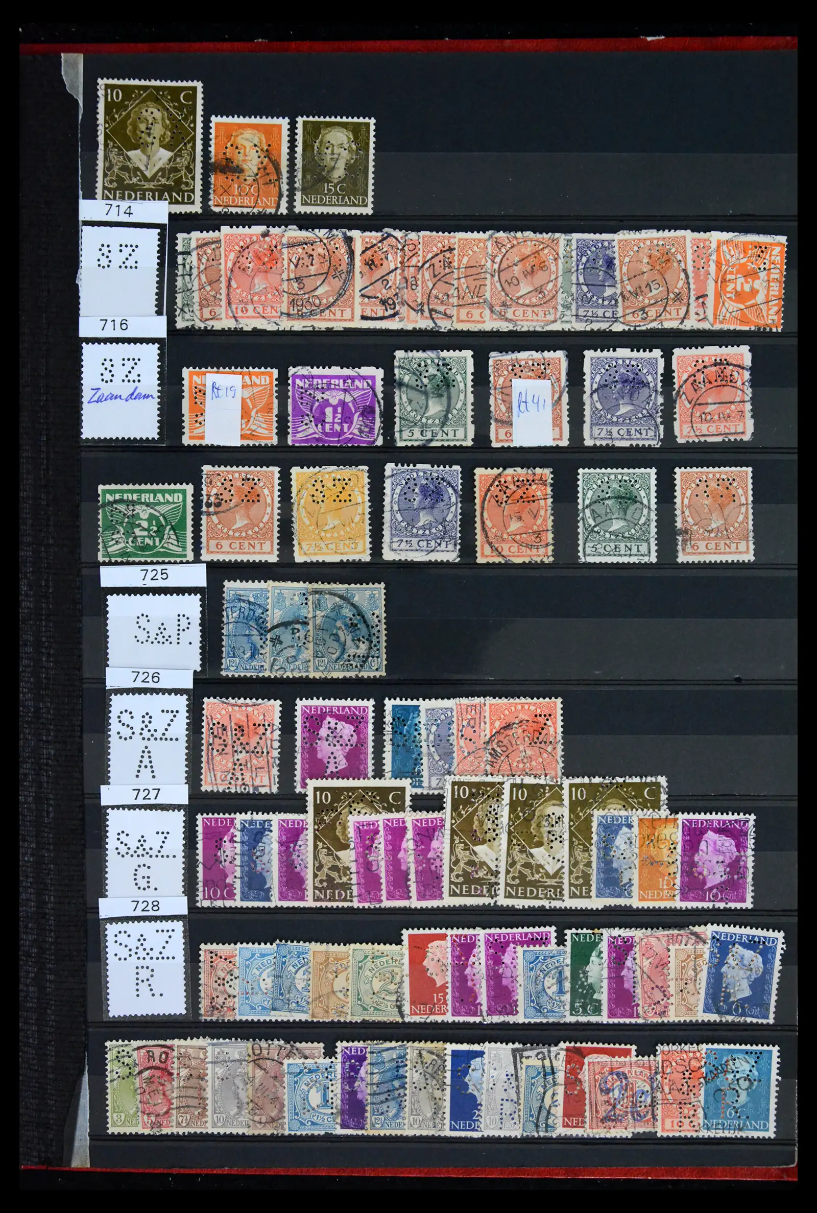 42202 0025 - Postzegelverzameling 42202 Nederland perfins 1891-1960.