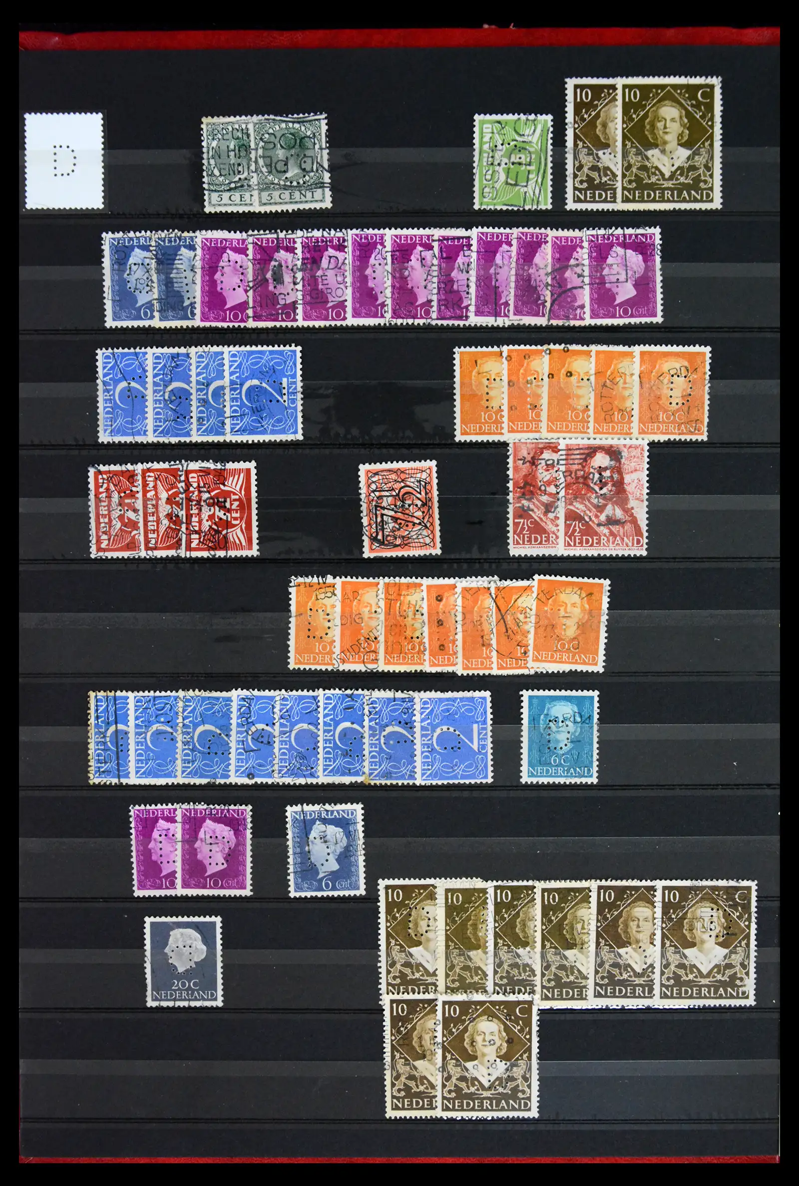 42202 0038 - Postzegelverzameling 42202 Nederland perfins 1891-1960.