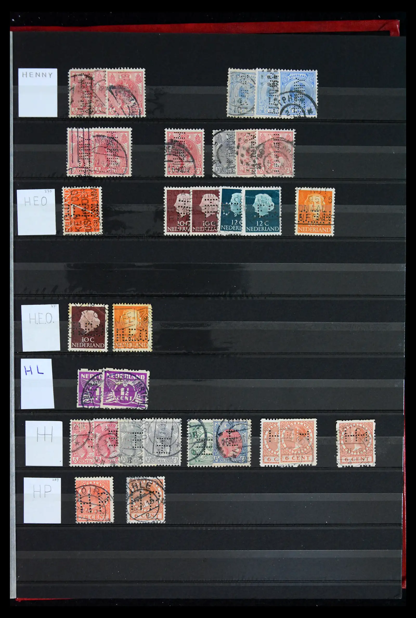 42202 0047 - Postzegelverzameling 42202 Nederland perfins 1891-1960.