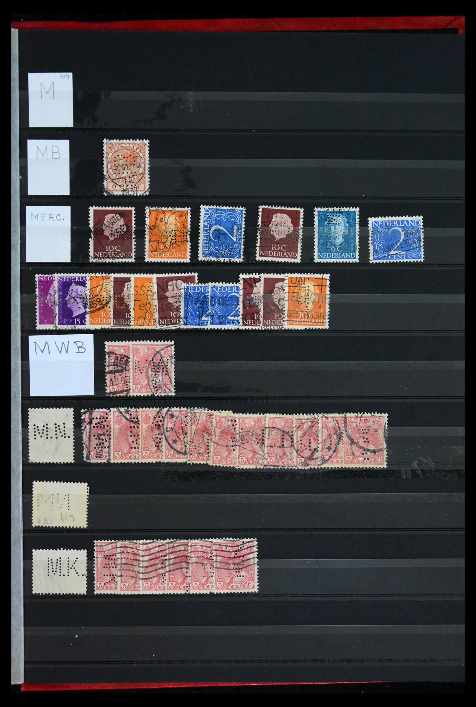 42202 0057 - Postzegelverzameling 42202 Nederland perfins 1891-1960.