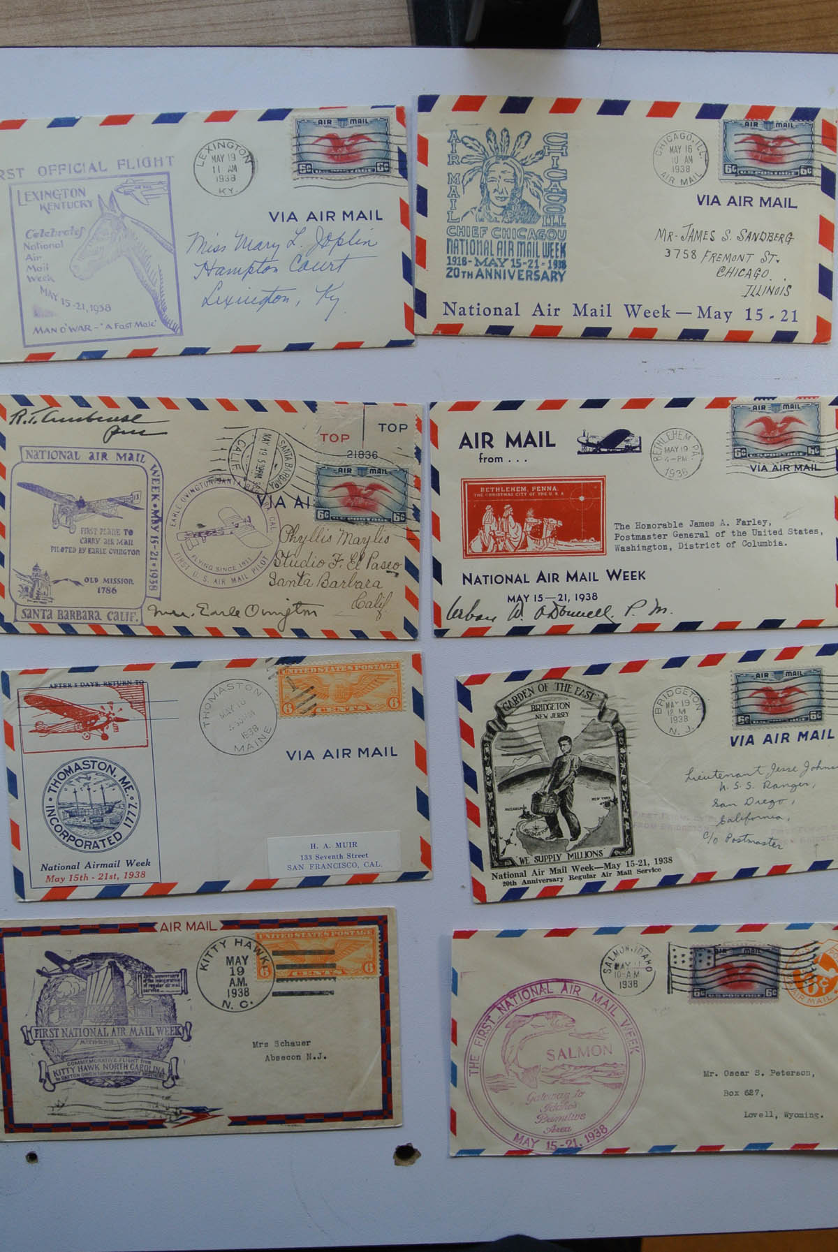 Postzegelverzameling 24300 USA brieven 1938. 24300 USA brieven 1938. - Afbeelding 1