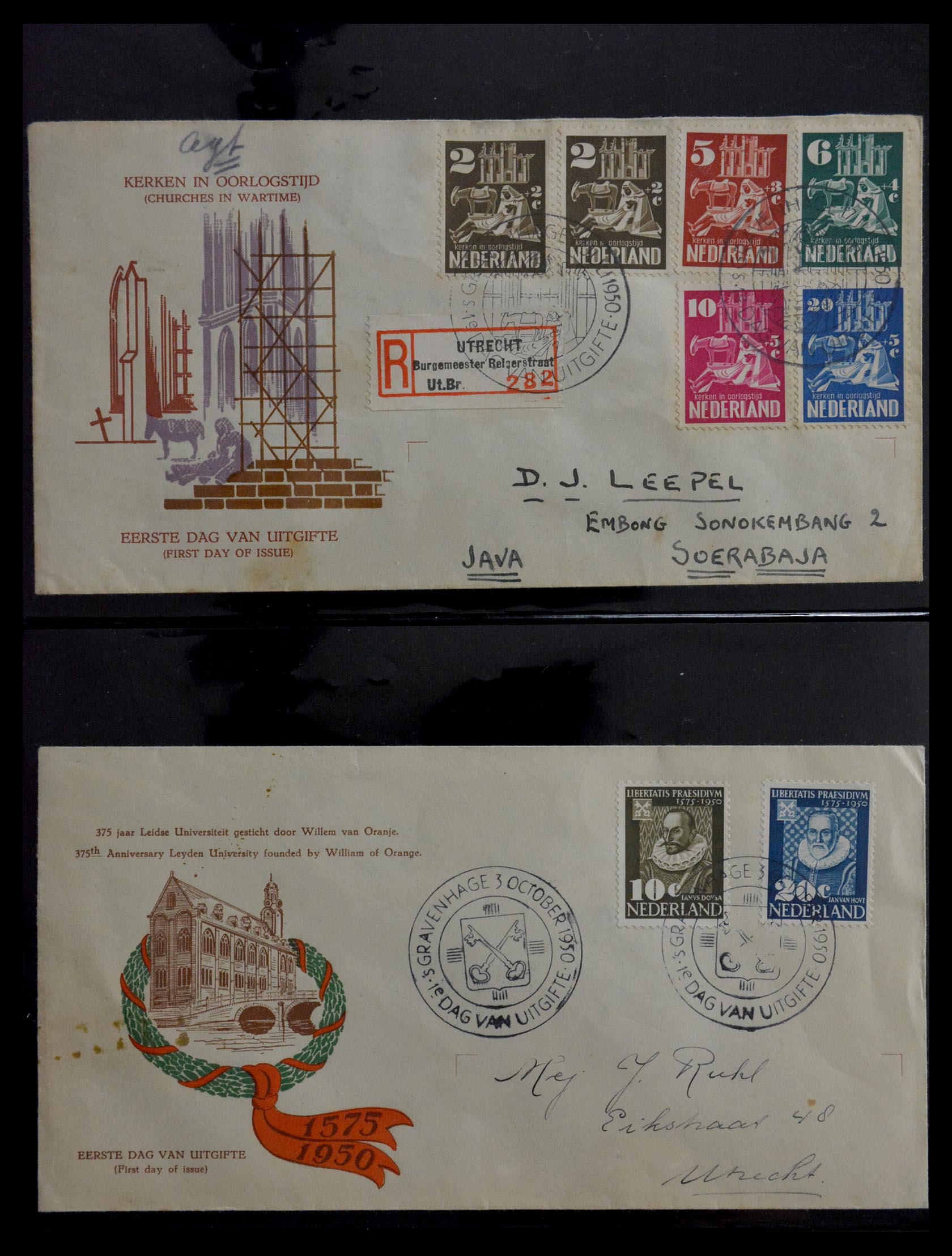 Postzegelverzameling 28949 Nederland FDC's 1950-1959. 28949 Nederland FDC's 1950-1959. - Afbeelding 1