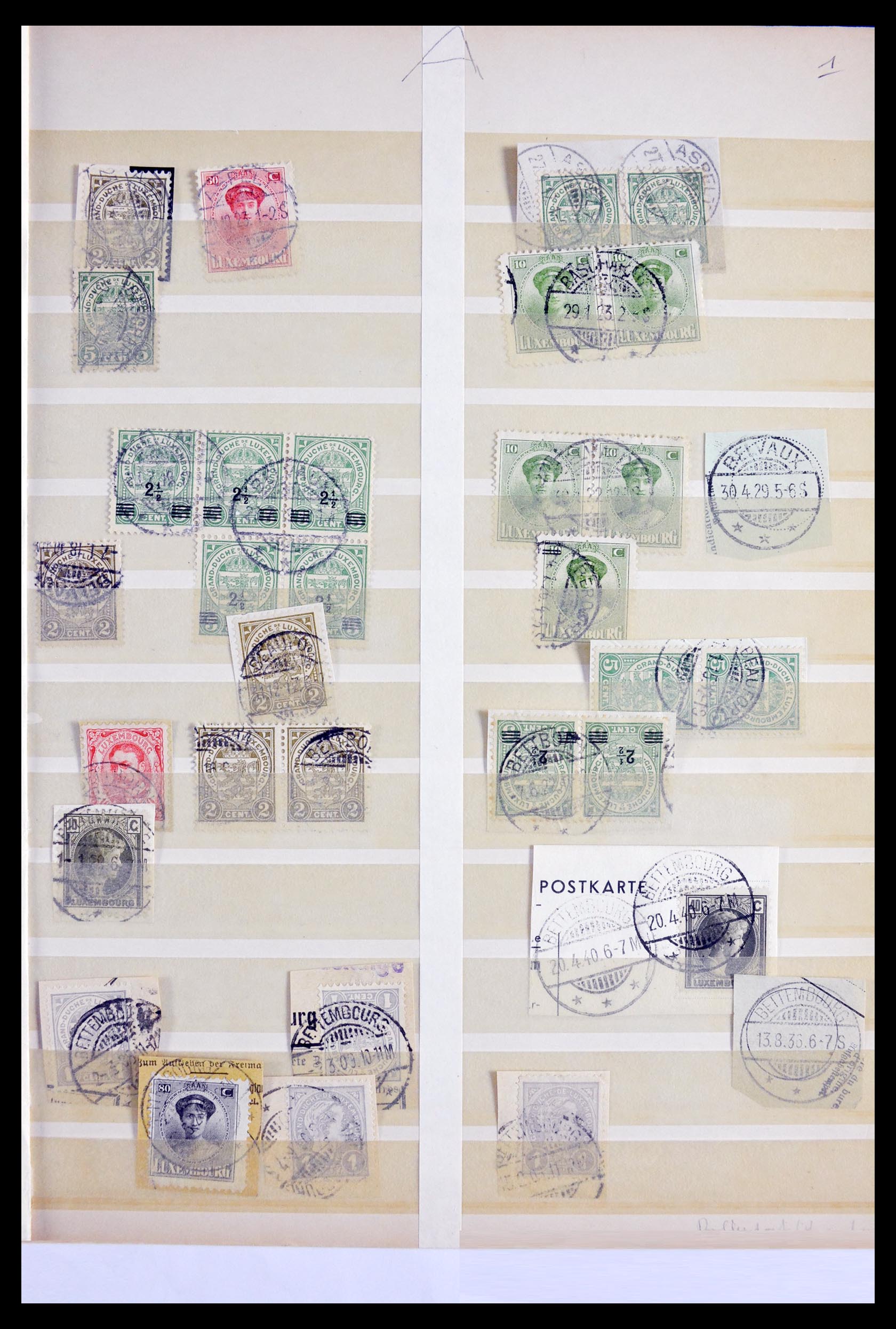 Postzegelverzameling Luxemburg stempels 1900-1960. 29846 Luxemburg stempels 1900-1960. - Afbeelding 1