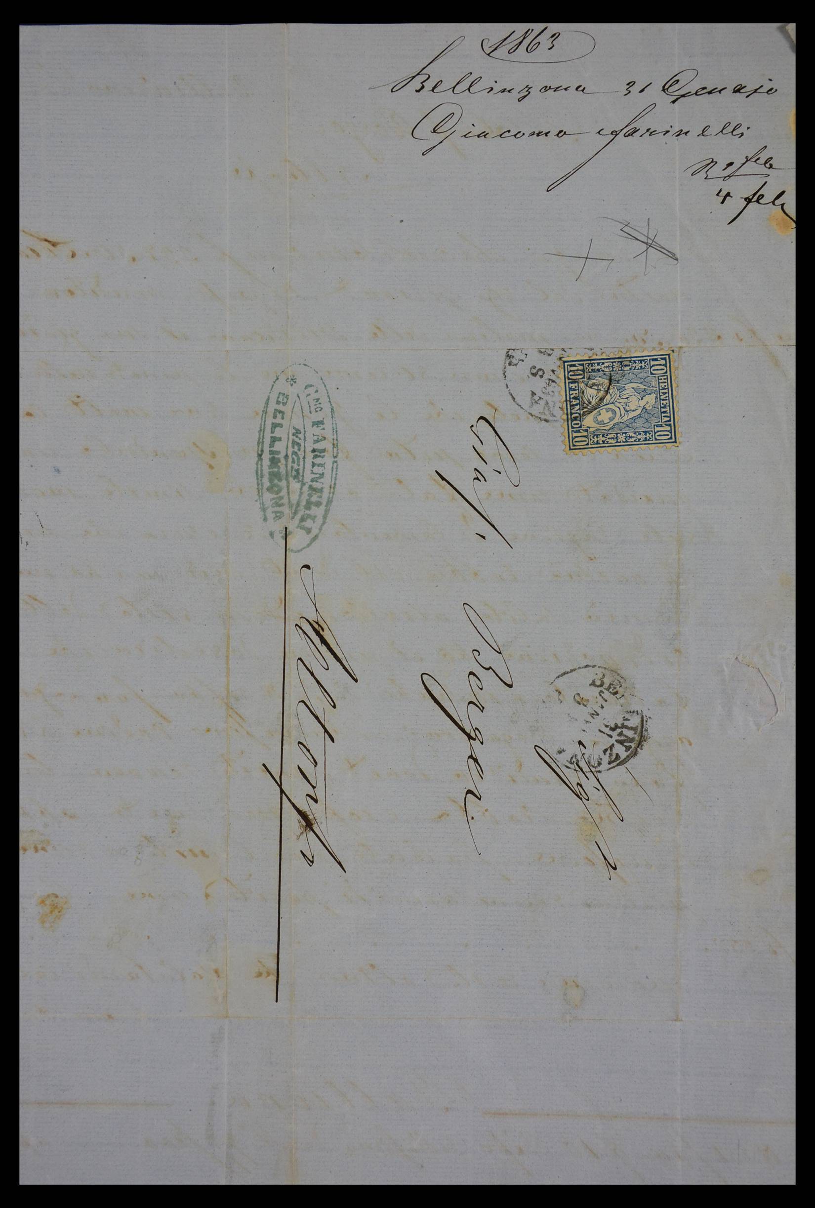Postzegelverzameling 27692 Zwitserland zittende Helvetia op brief 1862-1881. 27692 Zwitserland zittende Helvetia op brief 1862-1881. - Afbeelding 1