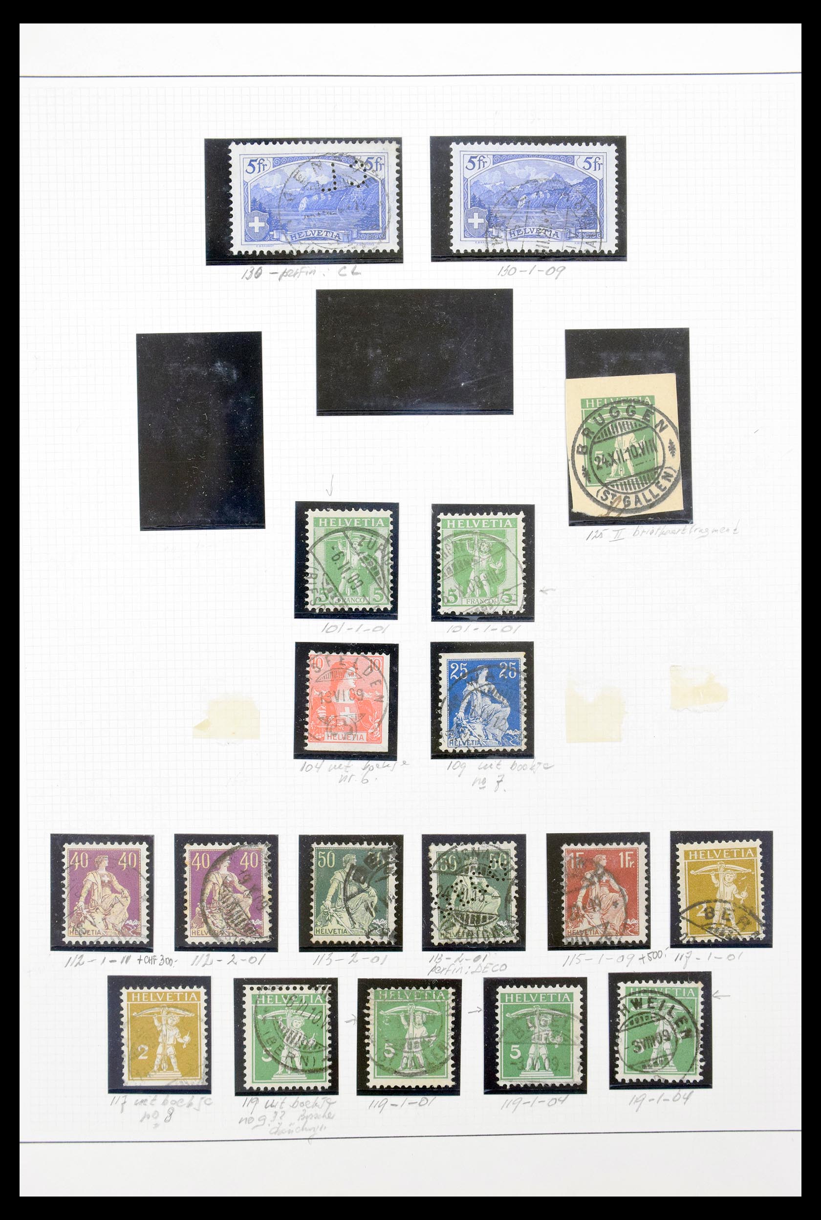 Postzegelverzameling Zwitserland plaatfouten 1907-1956. 30323 Zwitserland plaatfouten 1907-1956. - Afbeelding 1