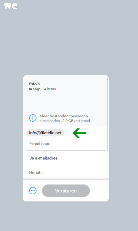Bestanden versturen via Wetransfer - stap 5