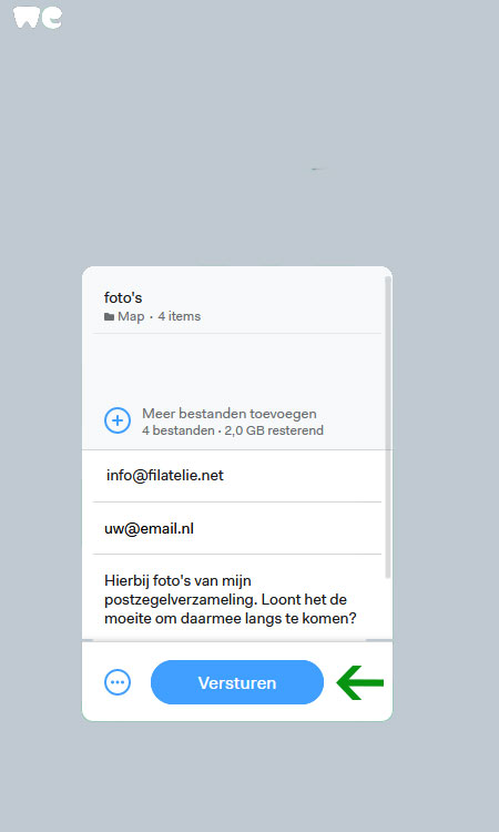 Bestanden versturen via WeTransfer - Stap 8
