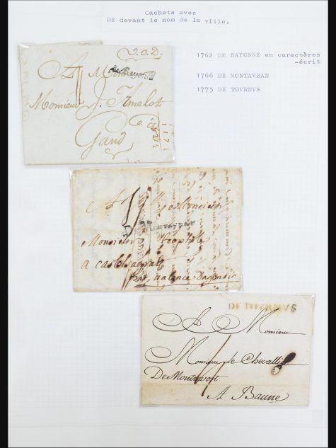 31526 Frankrijk brieven en stempels 1725 (!)-1900.
