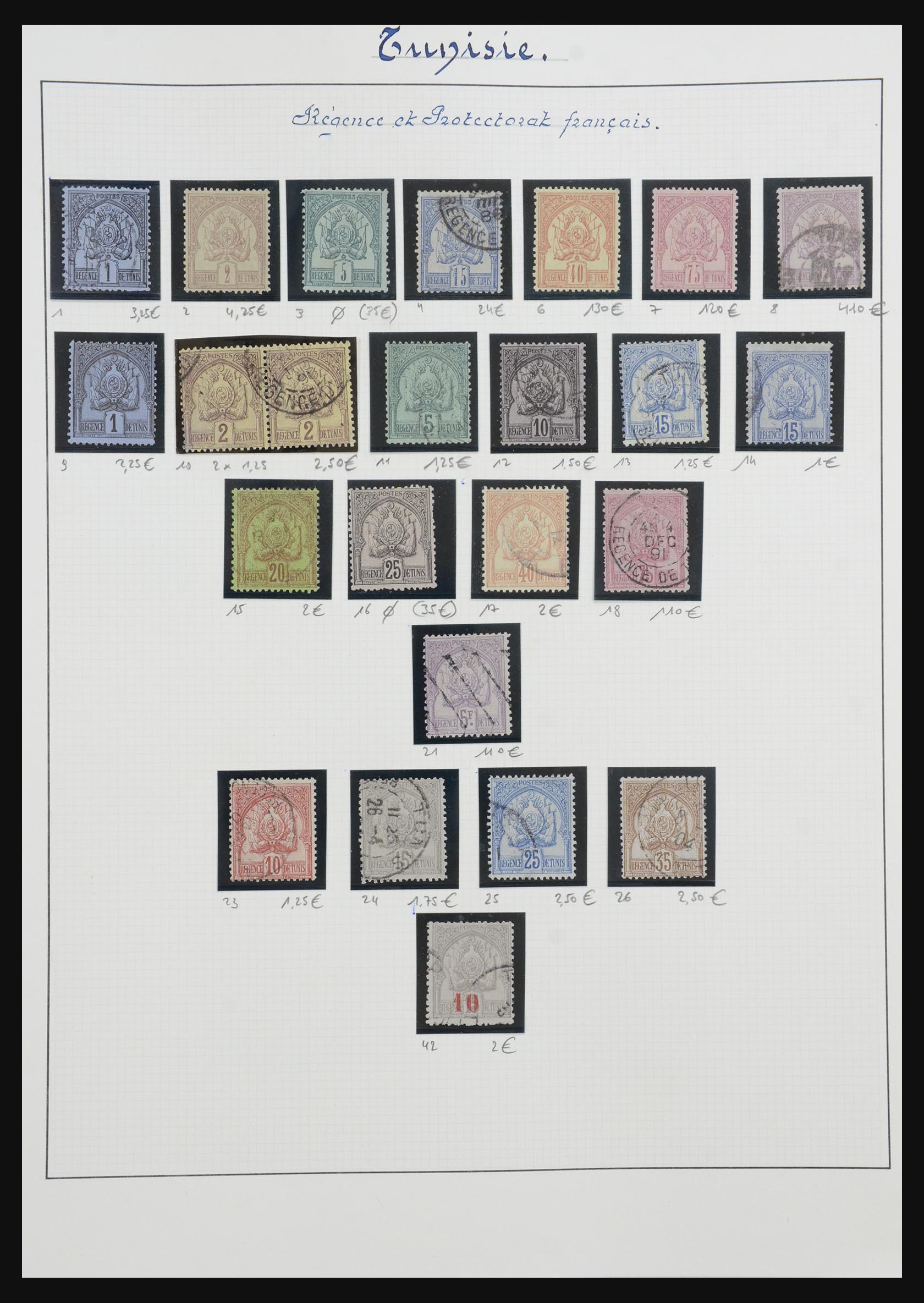 Postzegelverzameling Tunesië 1888-1960. 32462 Tunesië 1888-1960. - Afbeelding 1