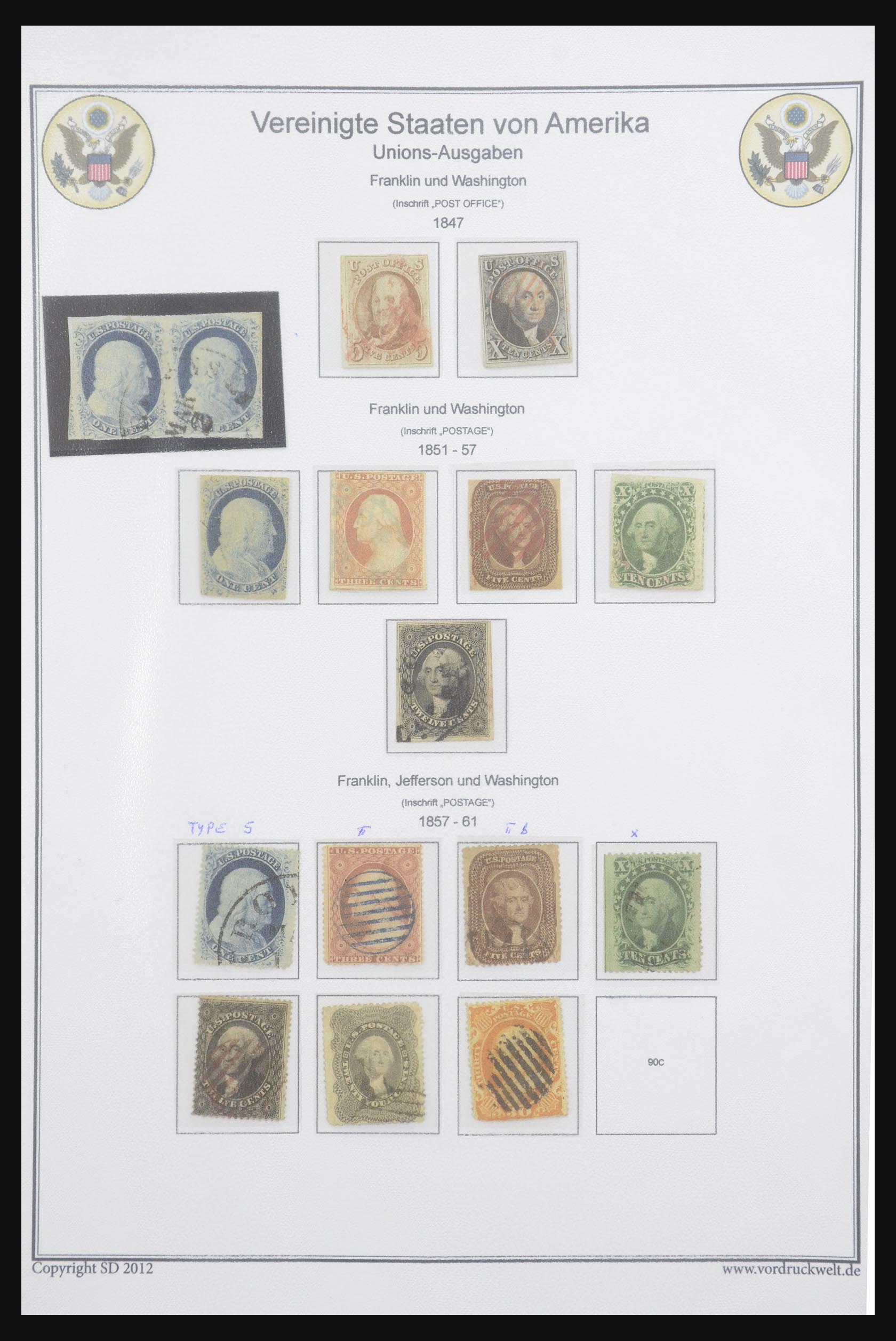 32885 001 32885 USA 1847-1874. - Afbeelding 1