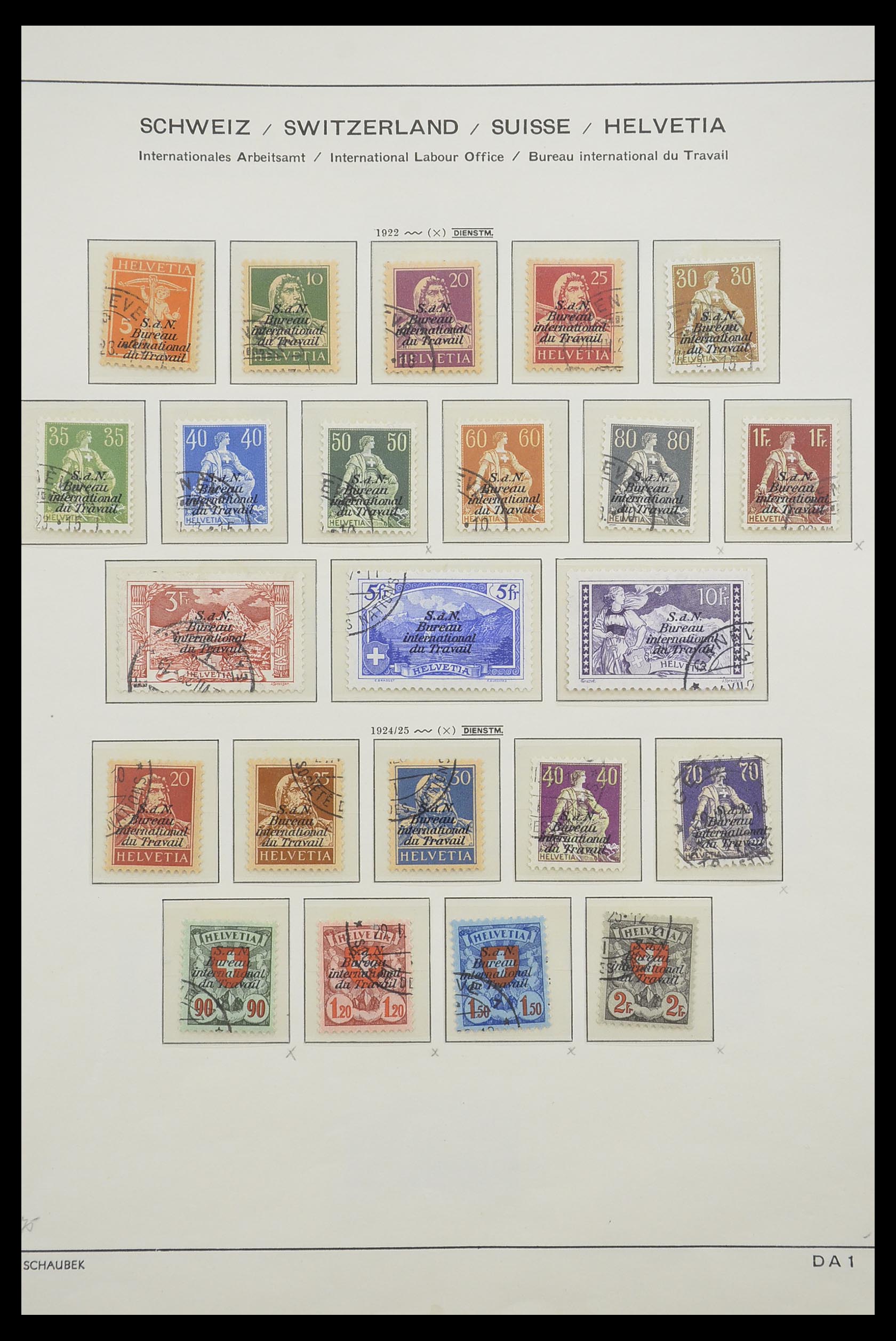 Postzegelverzameling 33252 Zwitserland dienst 1922-1982. Postzegelverzameling 33252 Zwitserland dienst 1922-1982.