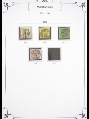 Postzegelverzameling 33384 Württemberg 1851-1874.