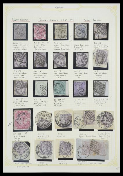Postzegelverzameling 33448 Engeland gebruikt in Ierland 1855-19110.