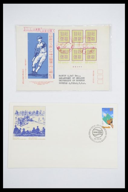 Postzegelverzameling 33667 Honkbal op brief 1918-1988.