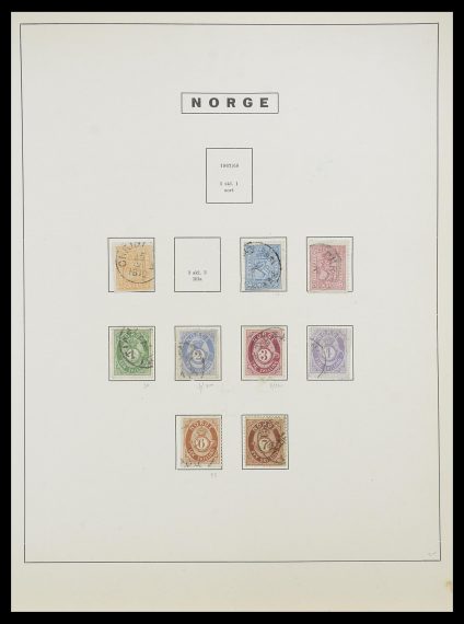 Postzegelverzameling 33810 Noorwegen 1856-1943.