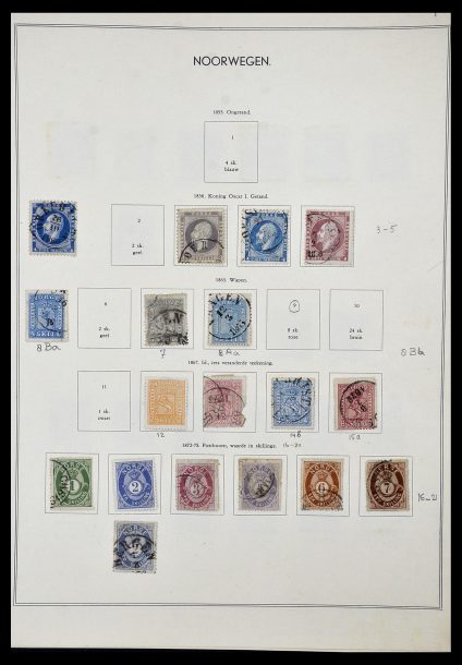 Postzegelverzameling 34031 Noorwegen 1856-1948.