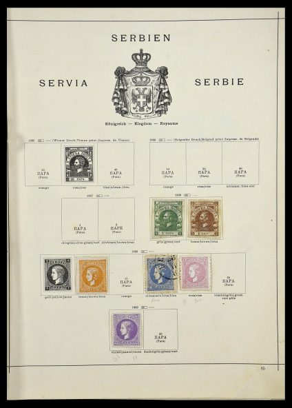 Postzegelverzameling 34033 Servië 1868-1945.